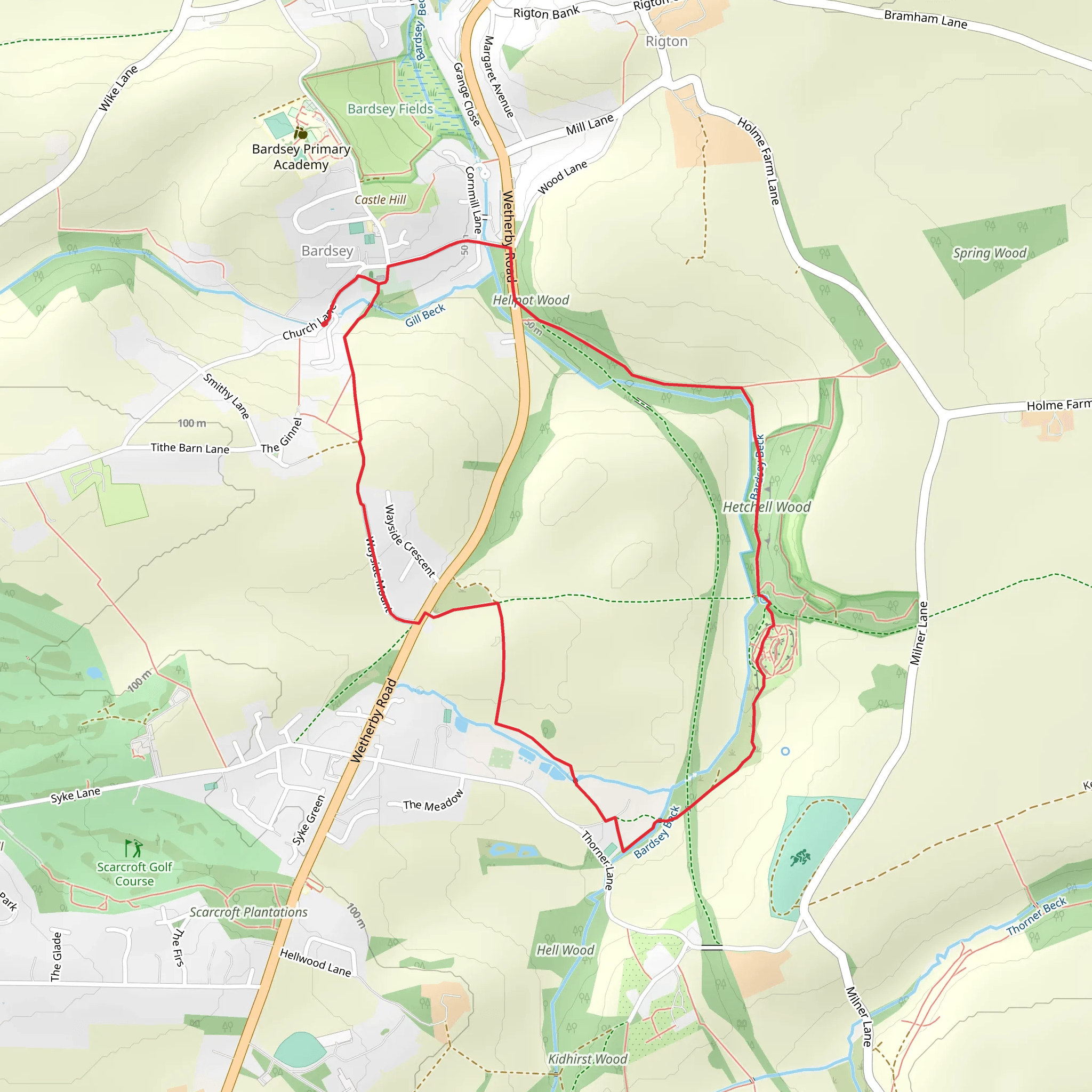 Rowley Wood and Leeds Country Way mobile static map