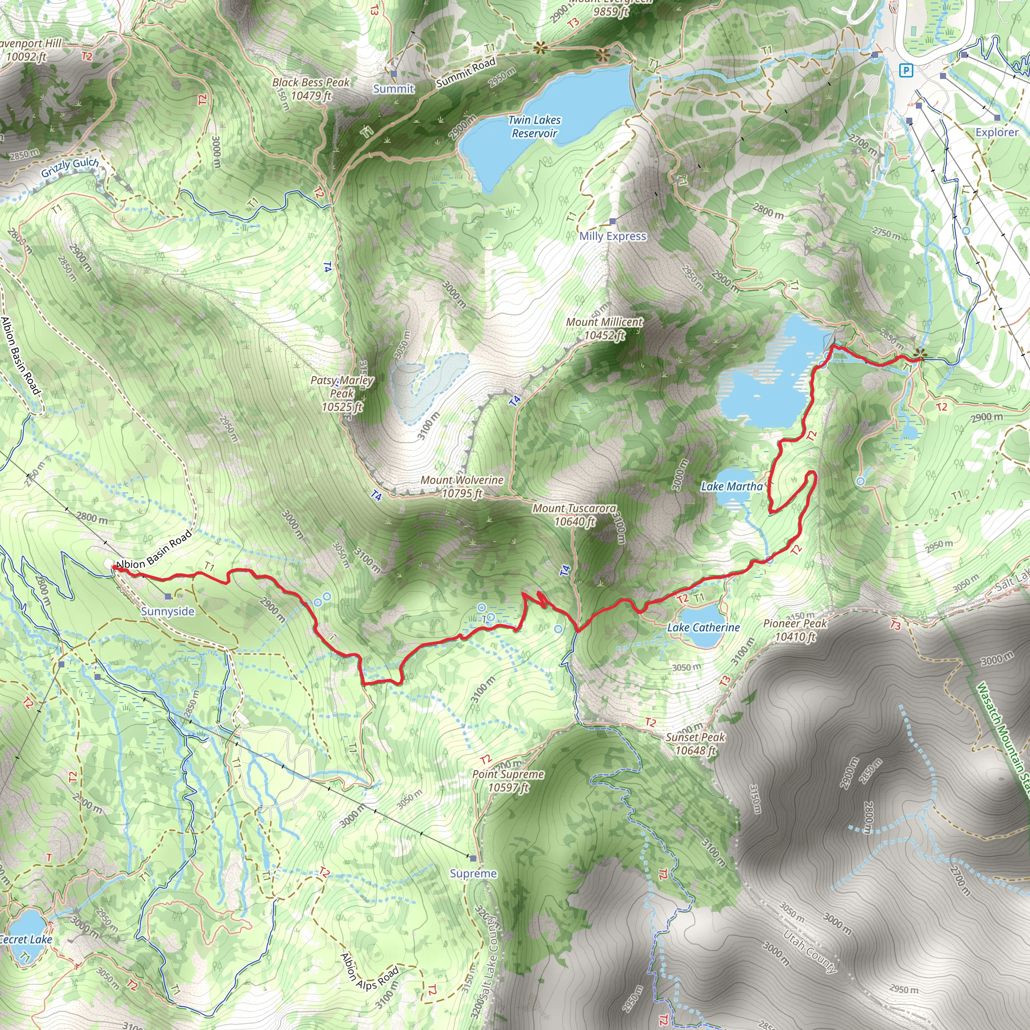 Catherine's Pass Trail mobile static map