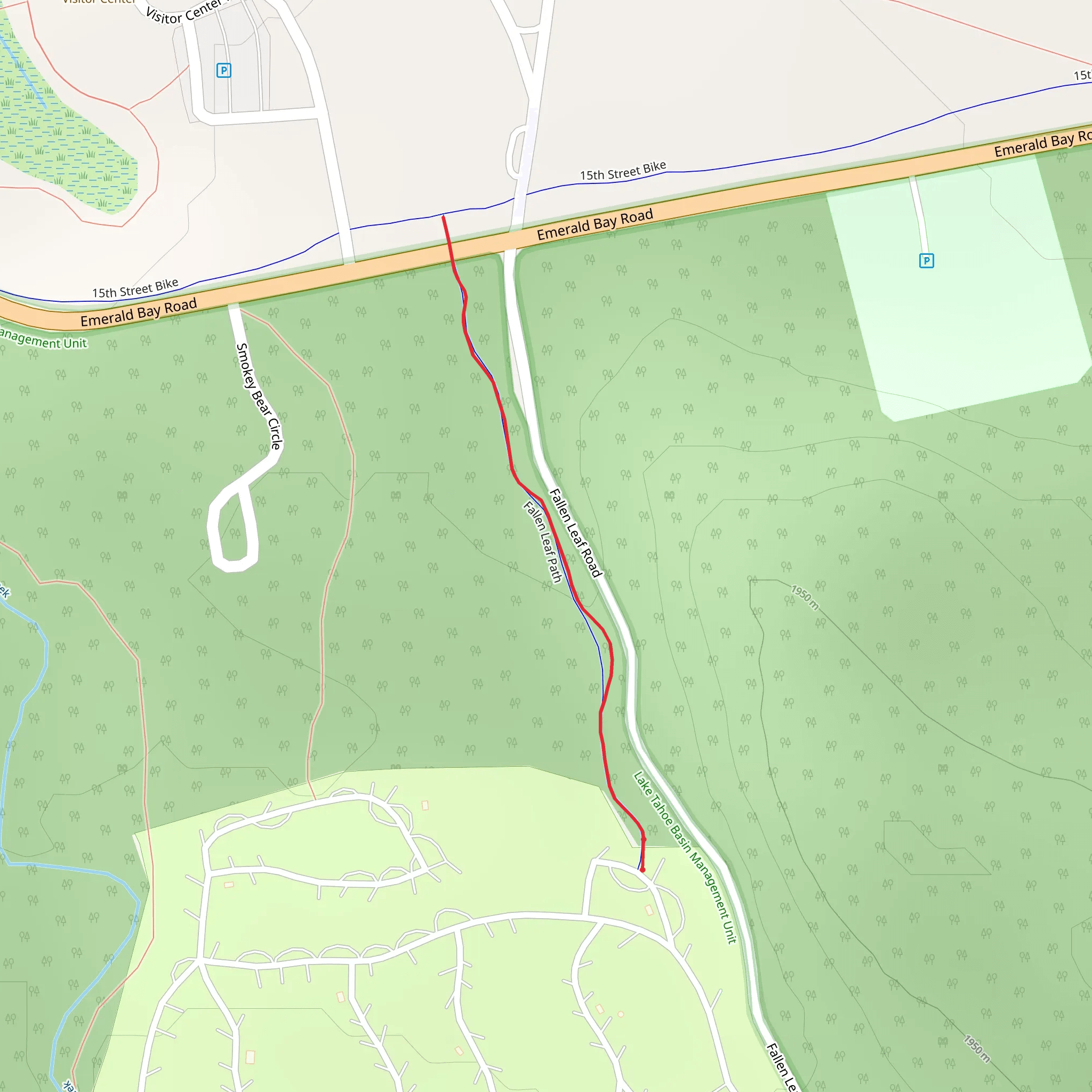 Fallen Leaf Campground Path Trail mobile static map