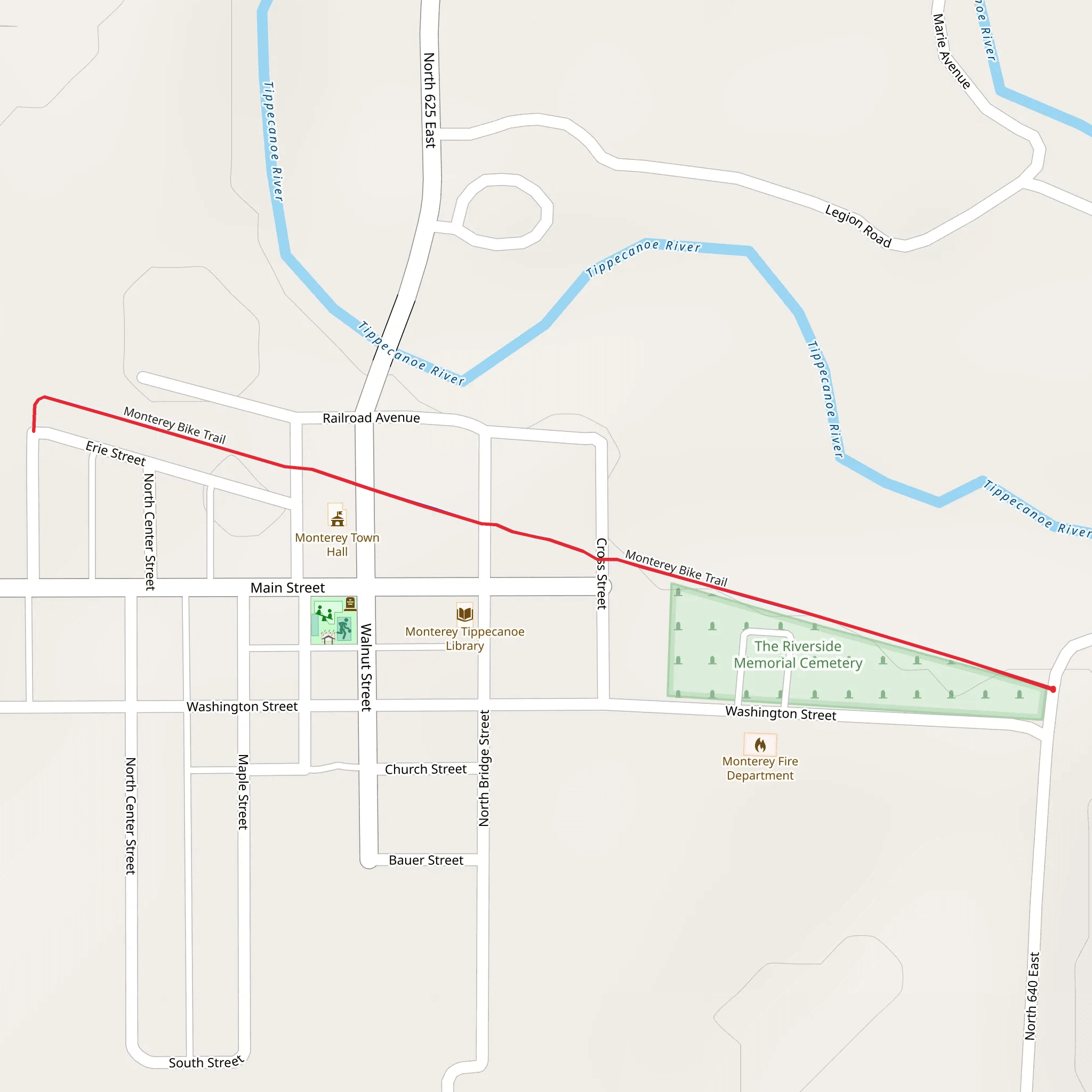 Monterey Erie Trail mobile static map