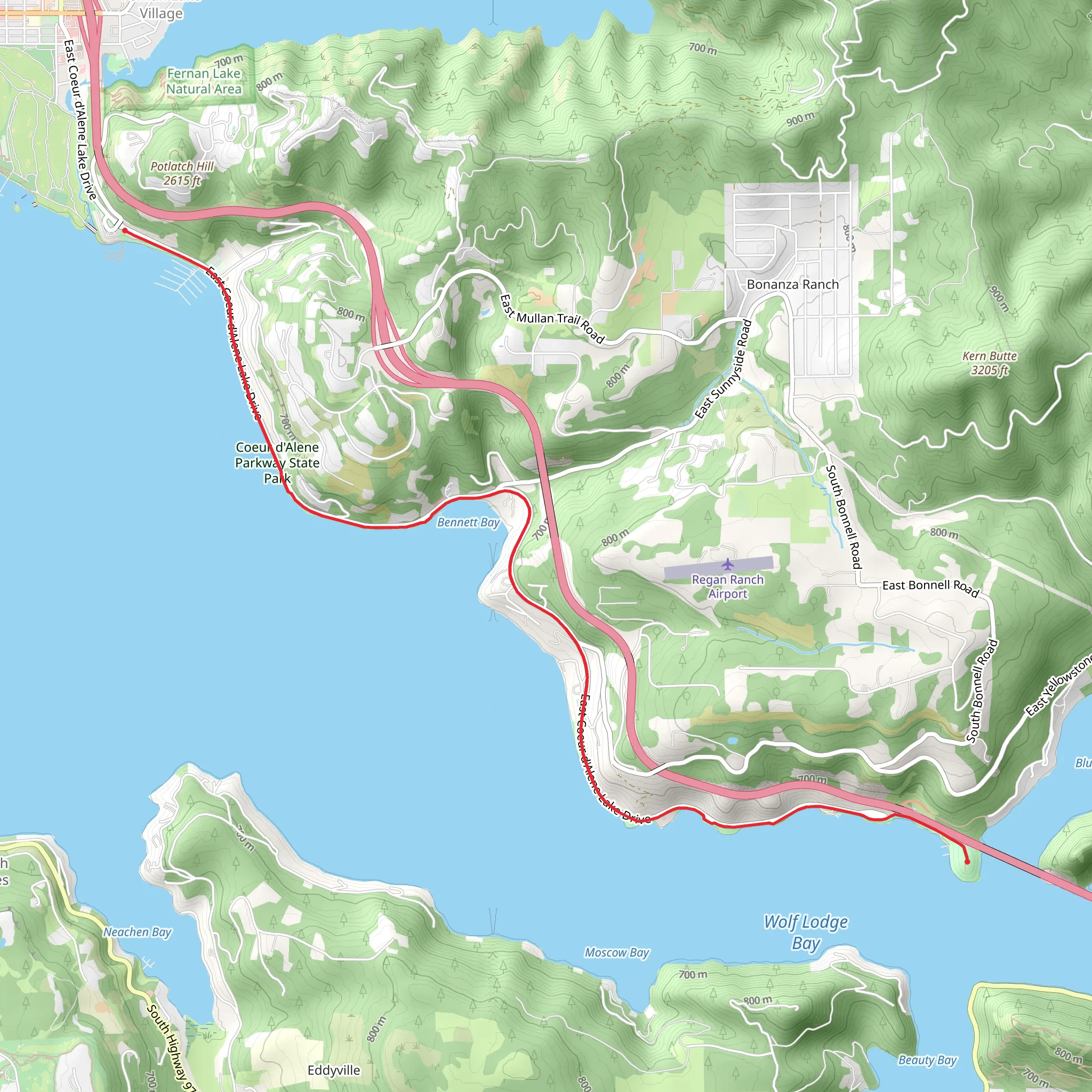 North Idaho Centennial Trail mobile static map