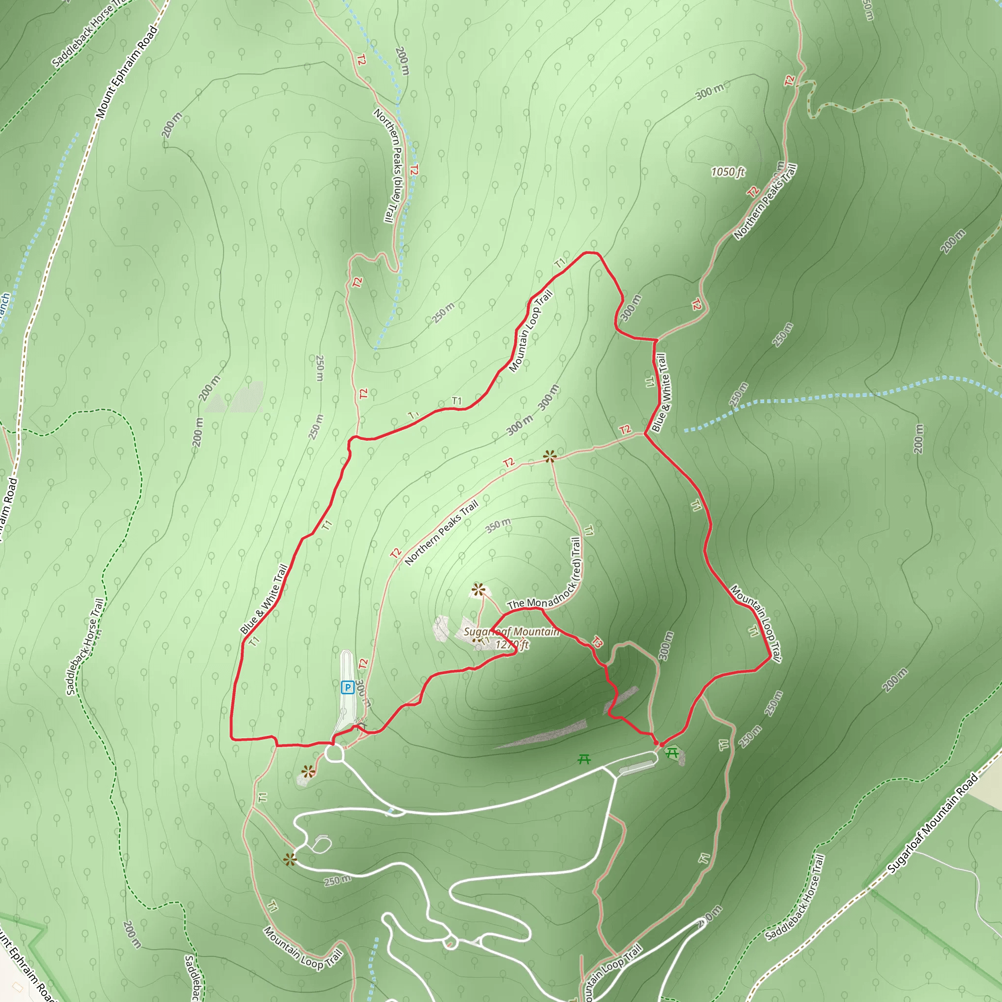 Northern Peaks Trail - Blue and White Trail mobile static map