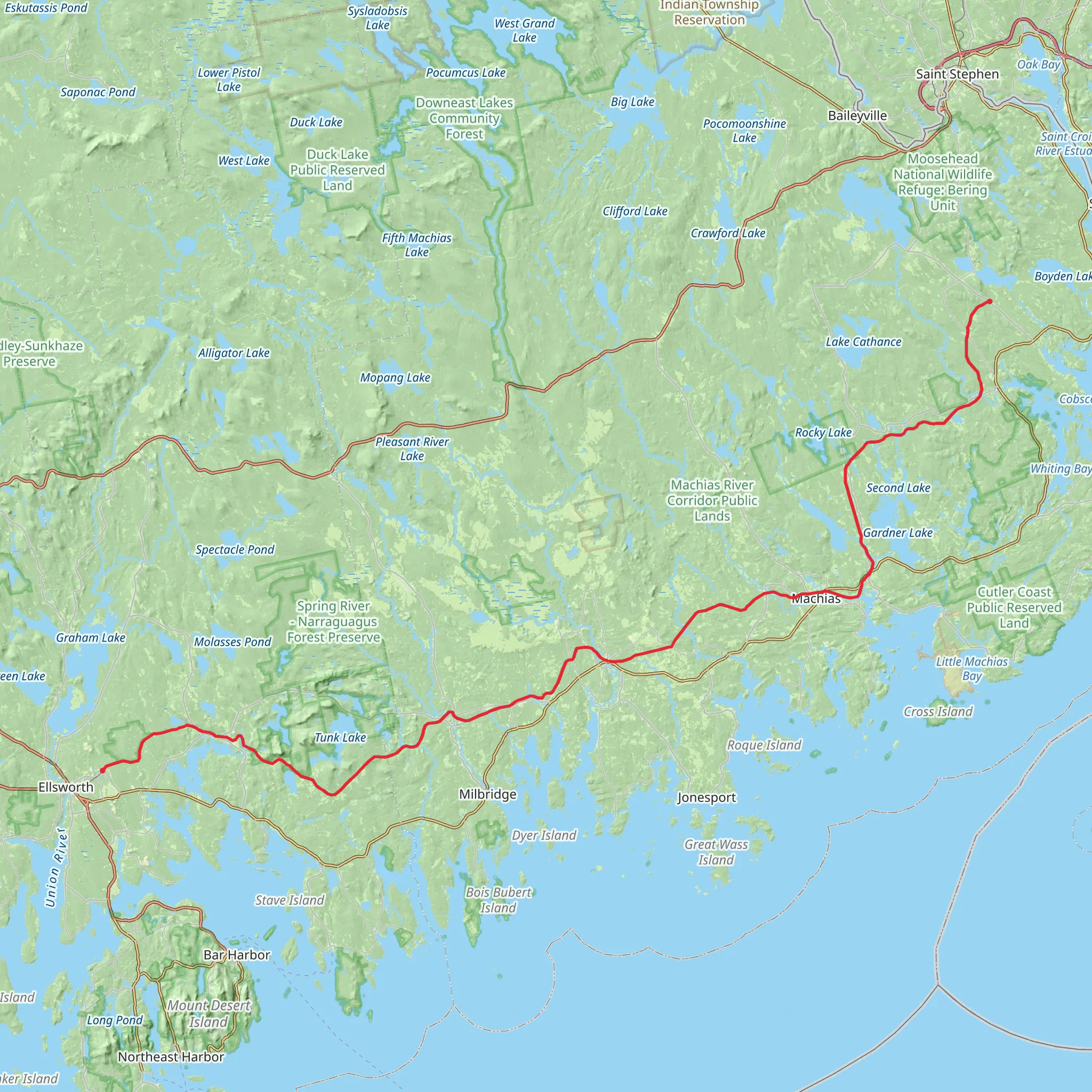 Down East Sunrise Trail mobile static map