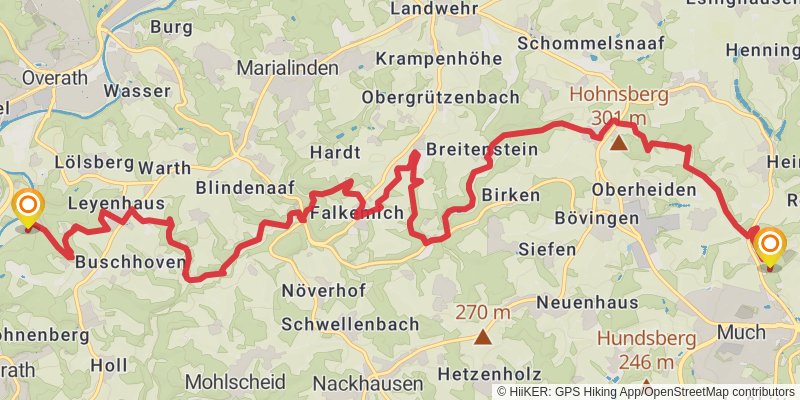 Bergischer Weg stage 10 Map