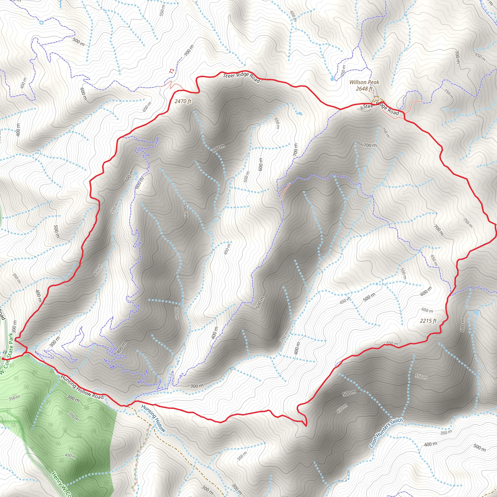 Lyman Willson Ridge and Steer Ridge Loop Trail mobile static map