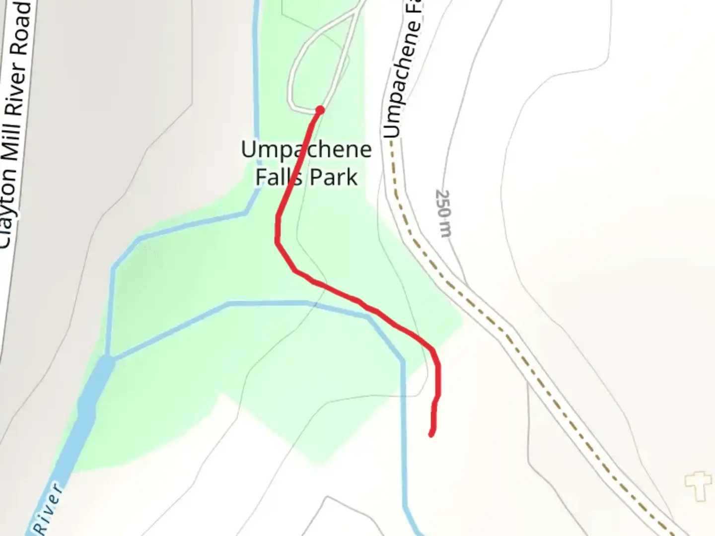 An image depicting the trail Umpachene Falls Park Trail and its surrounding area.