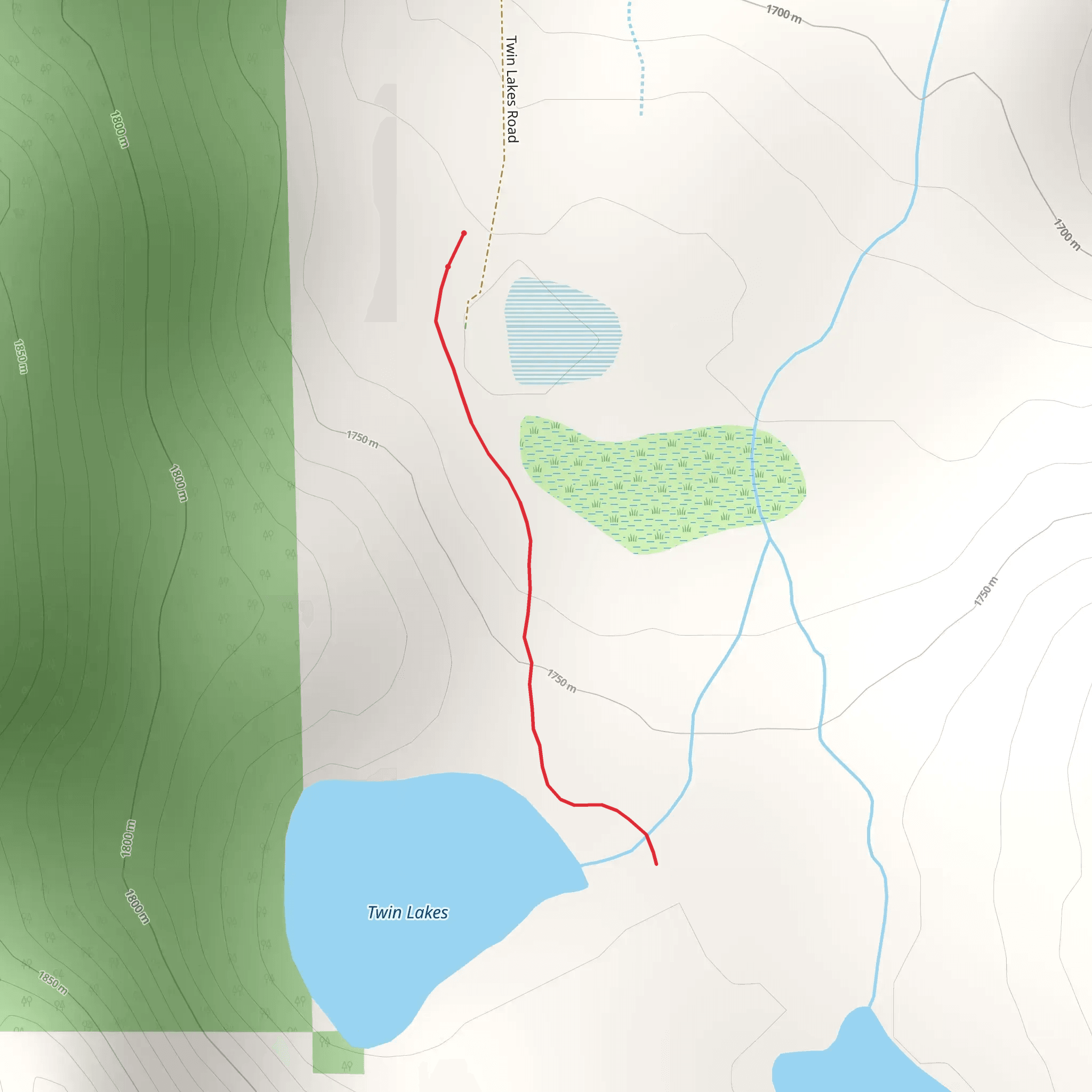 Twin Lakes Trail mobile static map