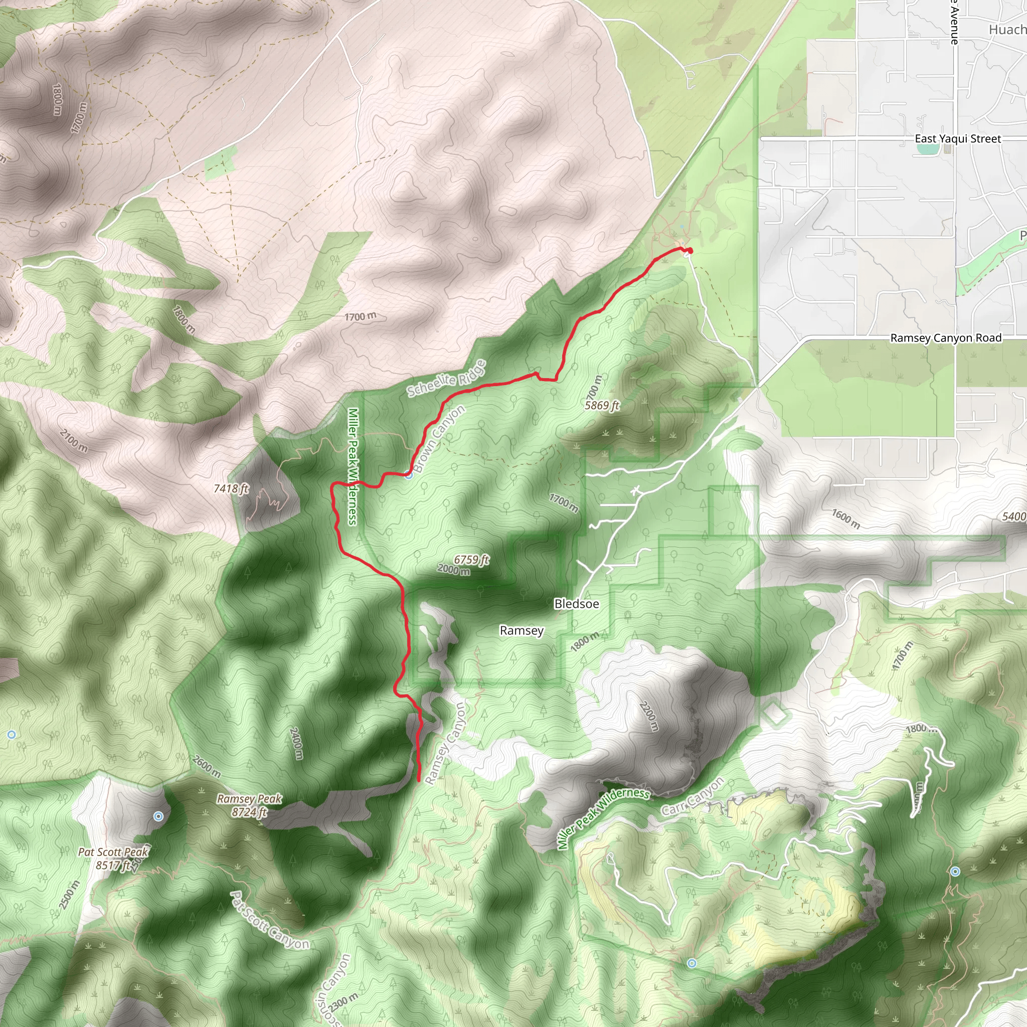 Brown Canyon Trail mobile static map