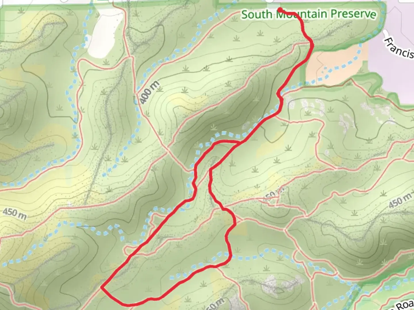 An image depicting the trail Beverly Canyon and Pima West Loop Trail and its surrounding area.