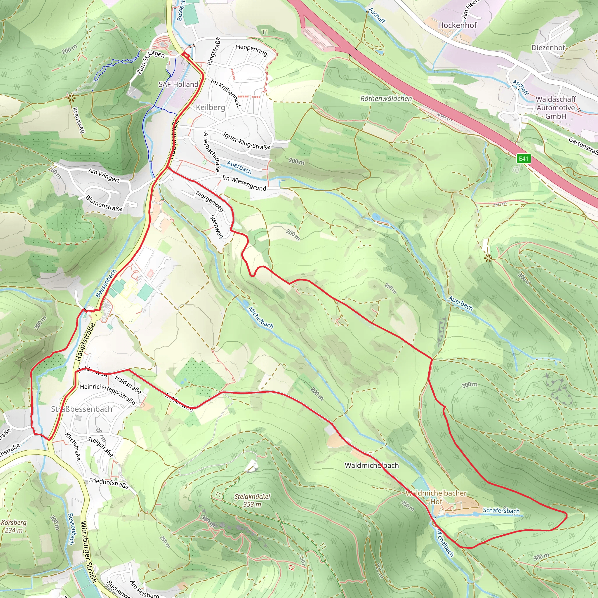 Bohlenweg and Kulturweg Bessenbach 2 mobile static map