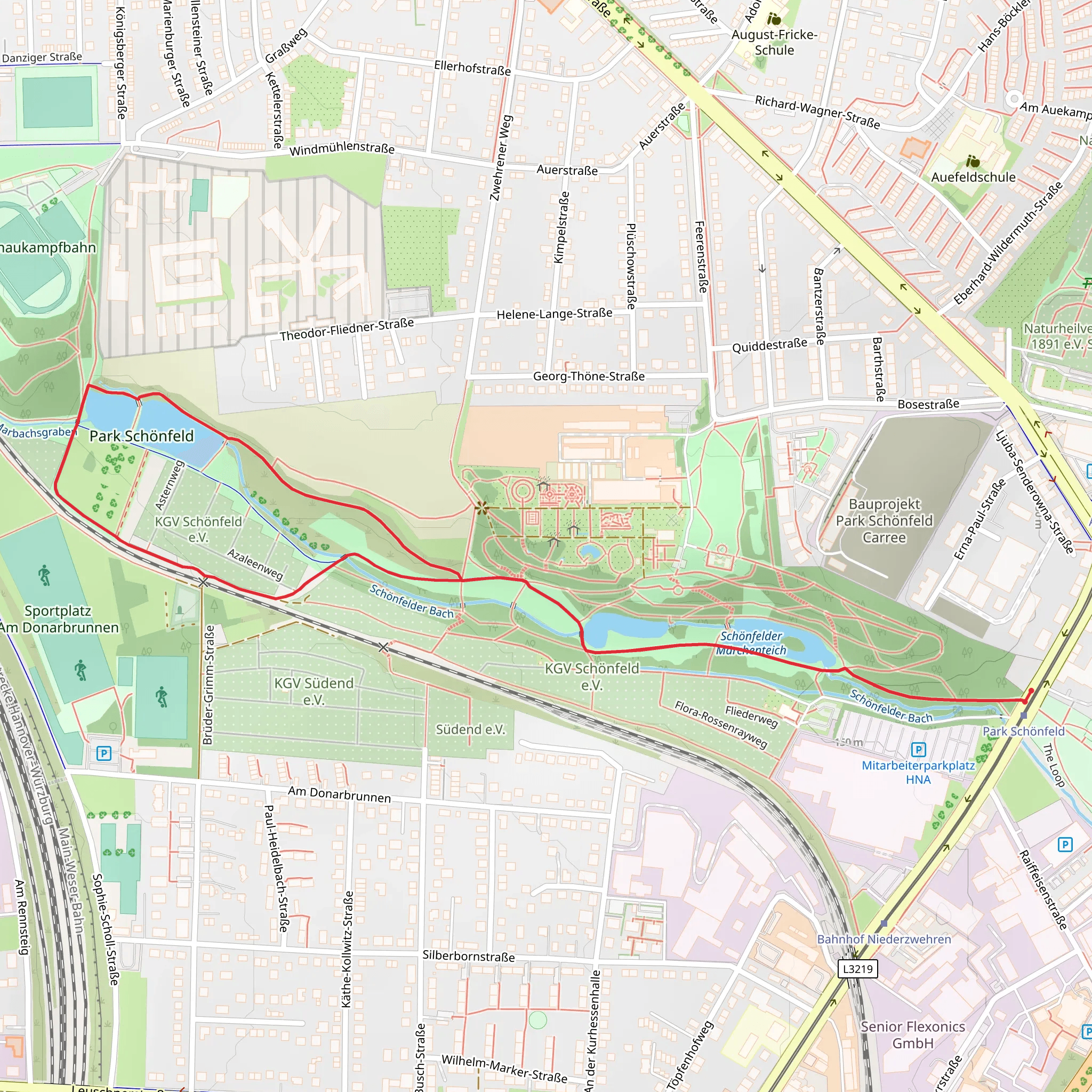 Schönfelder Märchenteich and Park Schönfeld Loop mobile static map