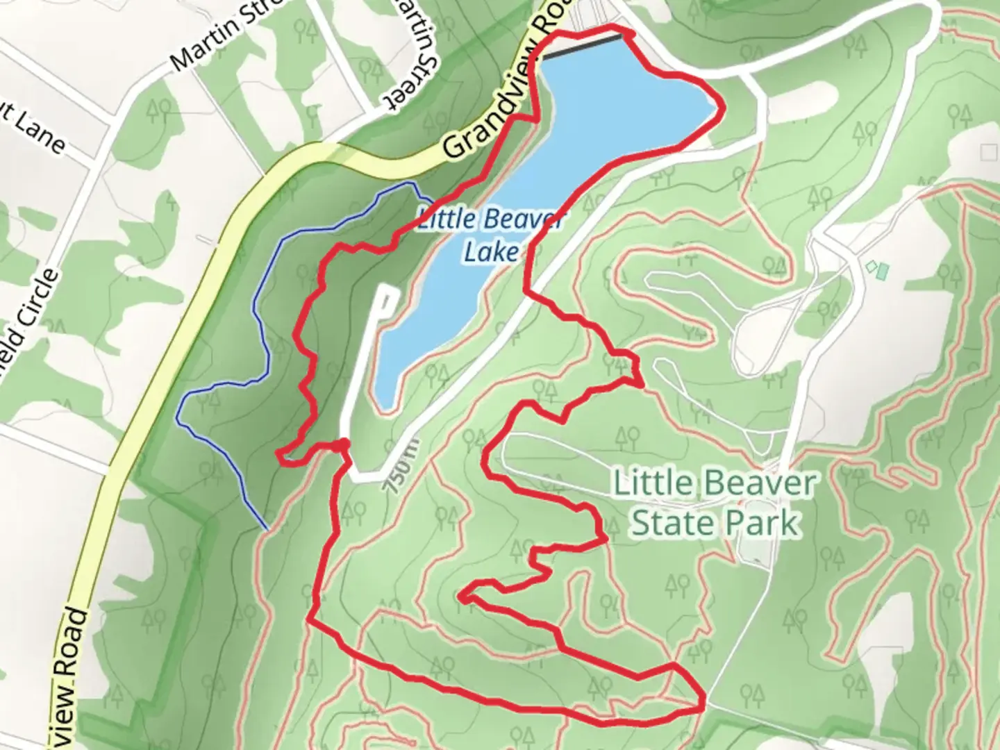 An image depicting the trail Little Beaver Lake, Creek Bed and Nature Ridge Loop Trail and its surrounding area.