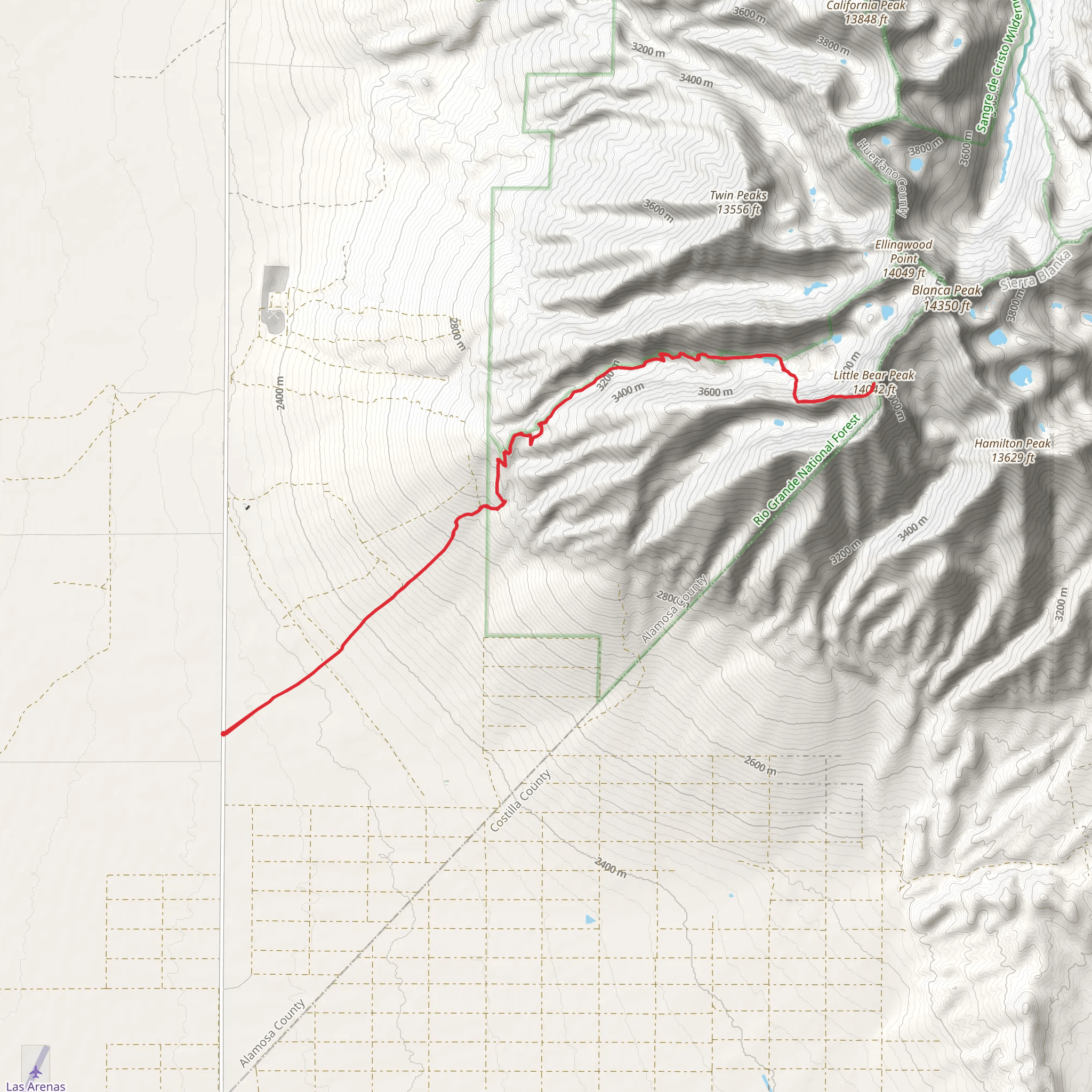 Little Bear Peak via Mount Blanca Road mobile static map