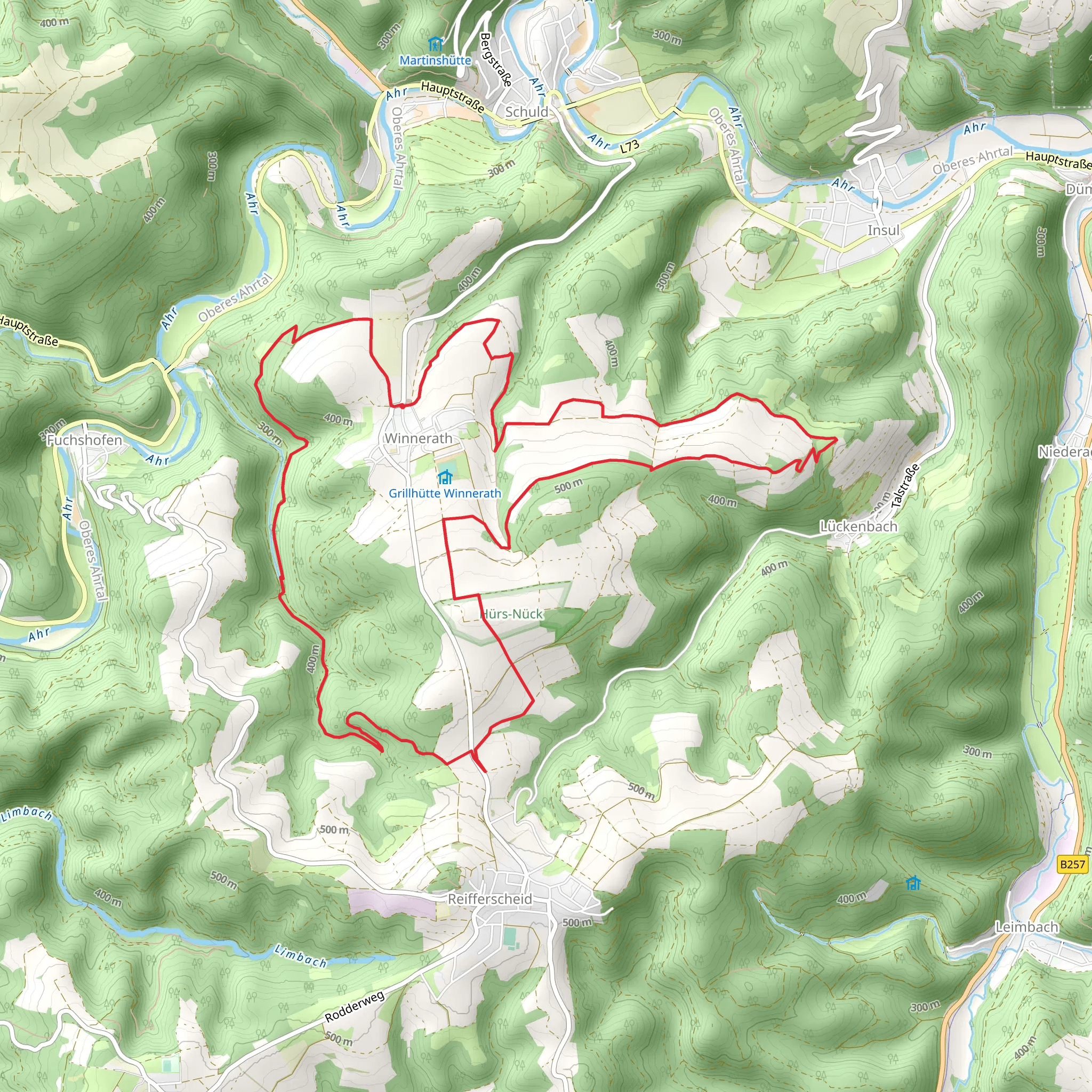 Winnerath Loop via Auf der Honnerkupp and Hursnuck mobile static map