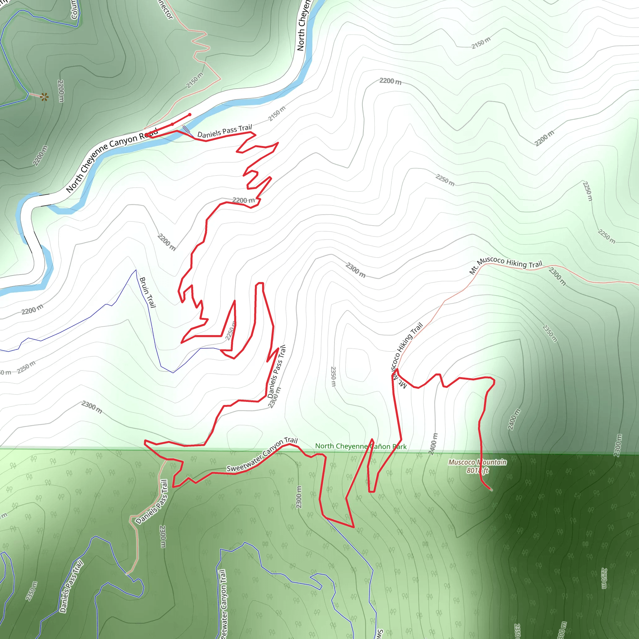 Muscoco Mountain via Sweetwater Canyon Trail mobile static map
