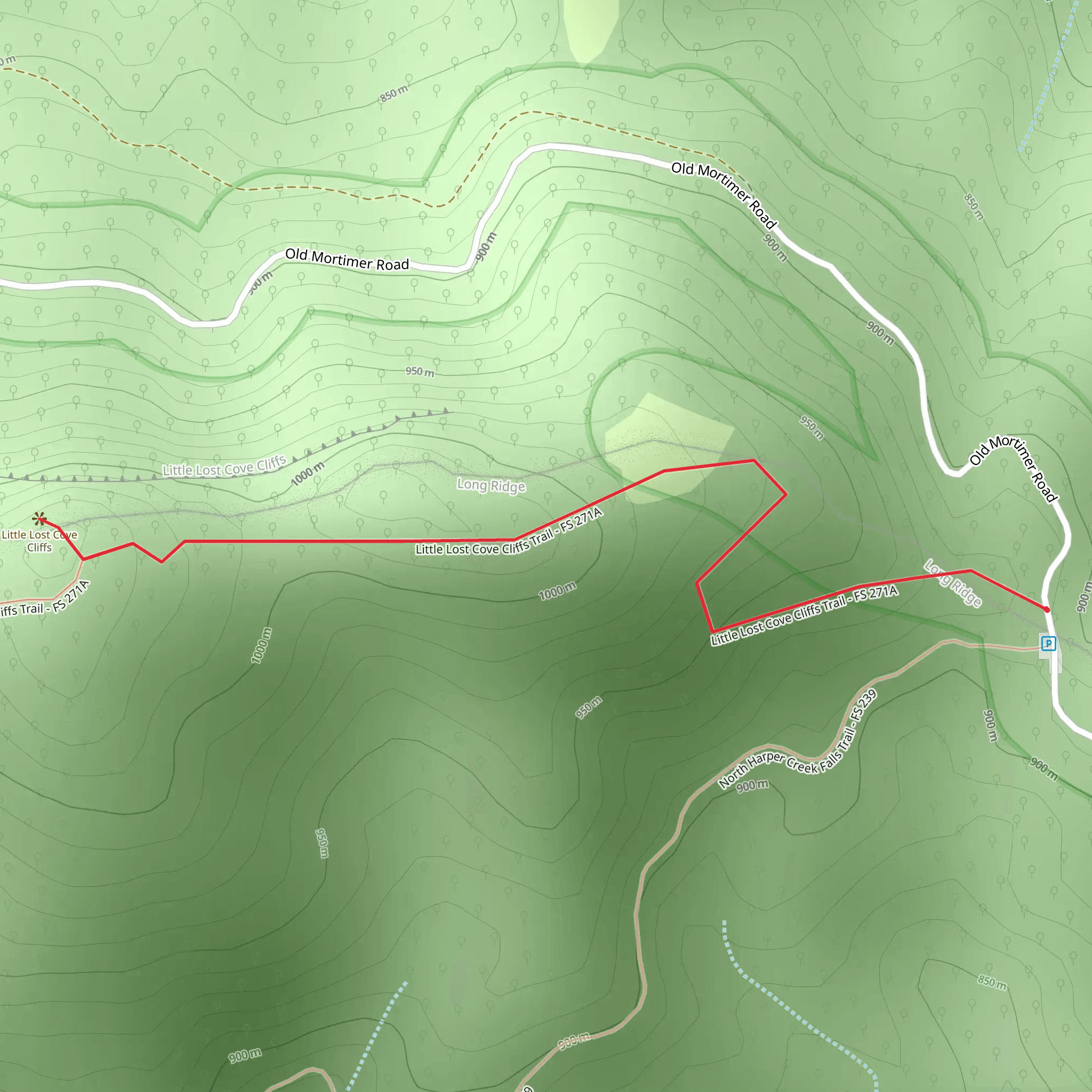 Little Lost Cove Cliffs Trail mobile static map