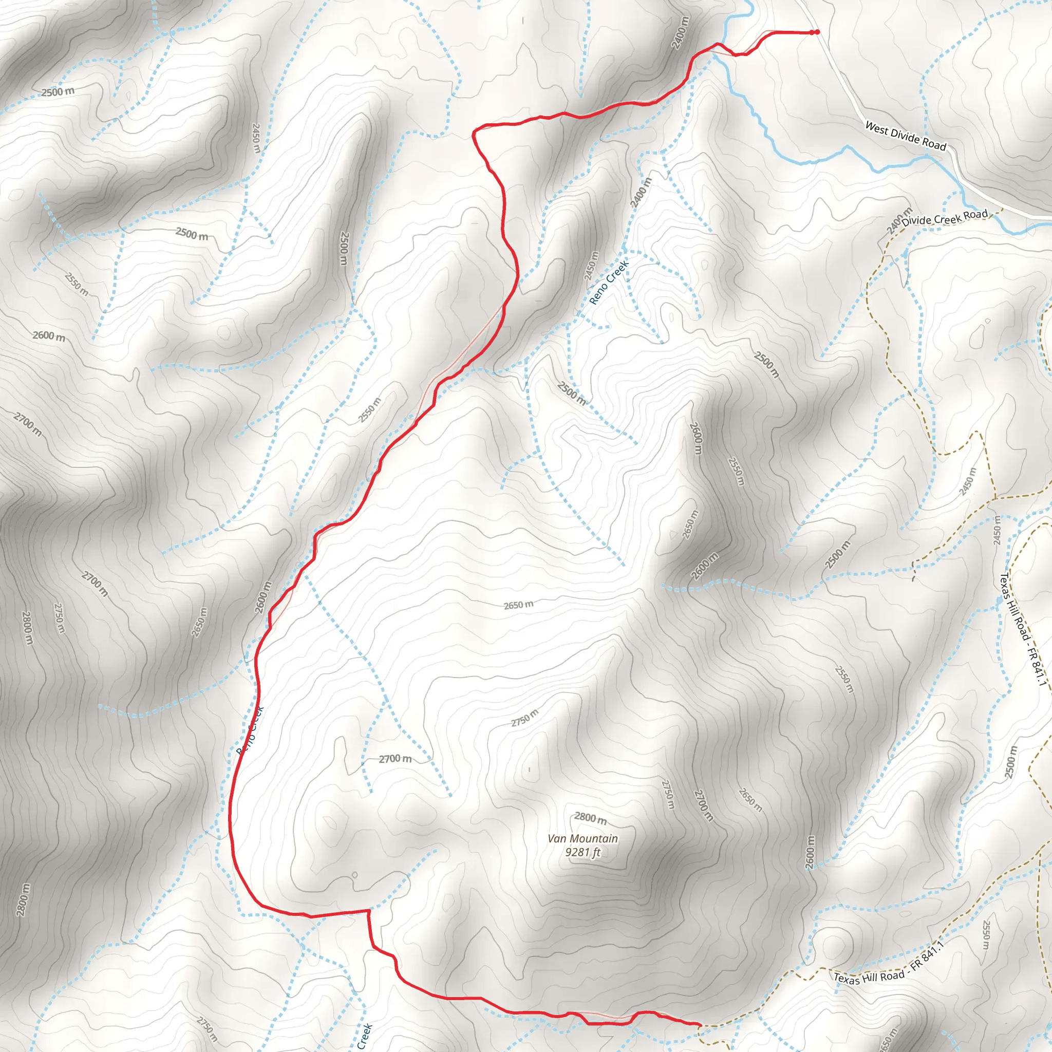Reno Gulch Trail mobile static map