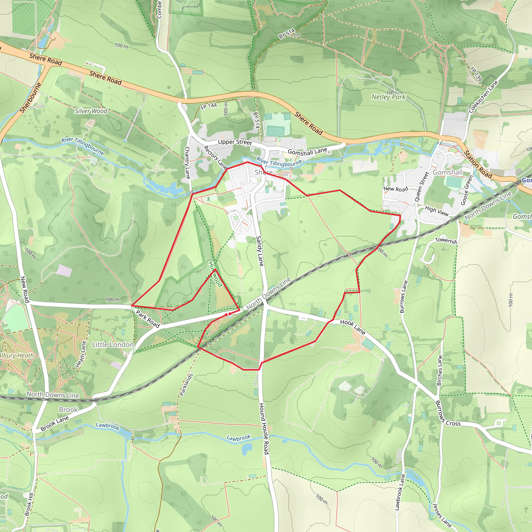 Shere Long Route mobile static map