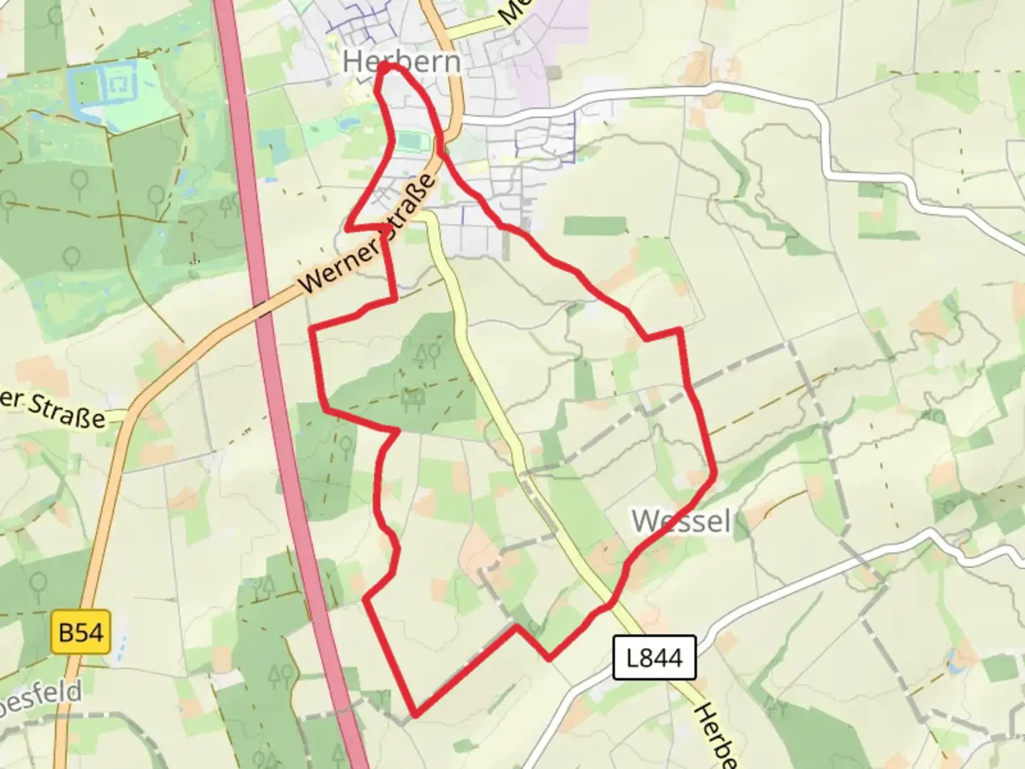 An image depicting the trail Herbern Rundweg and its surrounding area.