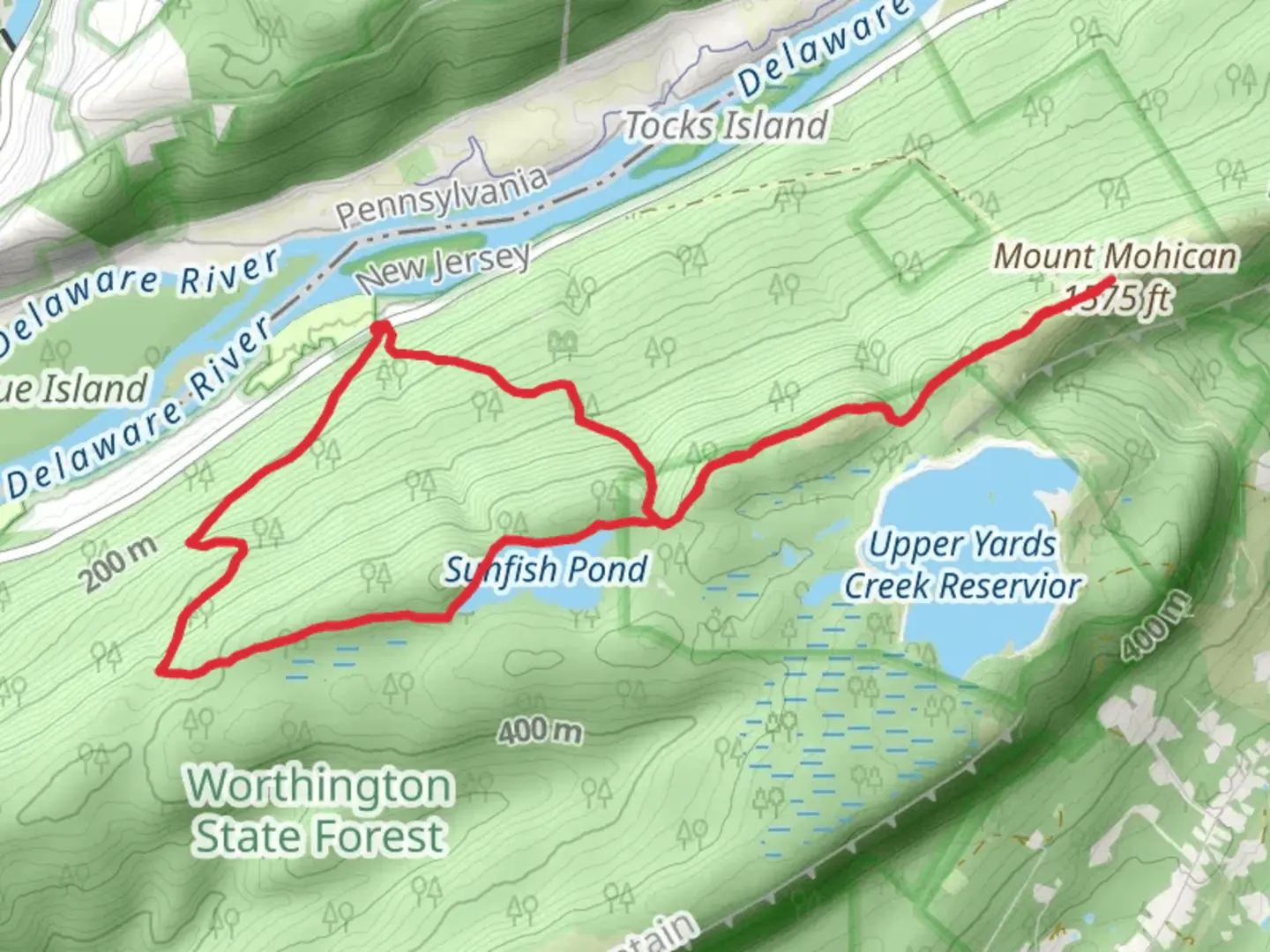 An image depicting the trail Sunfish Pond and Racoon Ridge Loop TRail and its surrounding area.