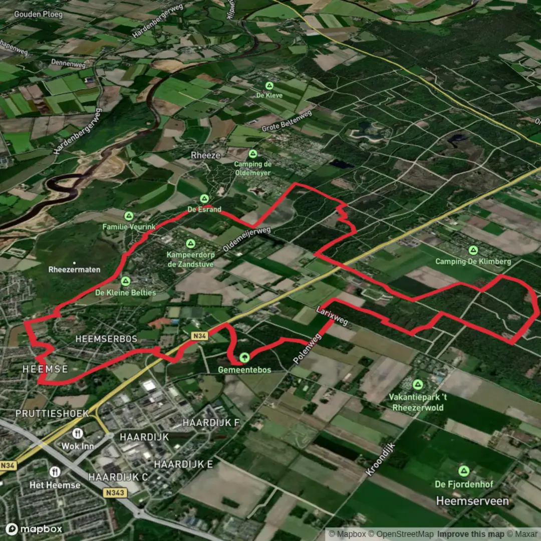 An image depicting the trail Polen Weg, Oude Vecht and De Esrand Loop and its surrounding area.