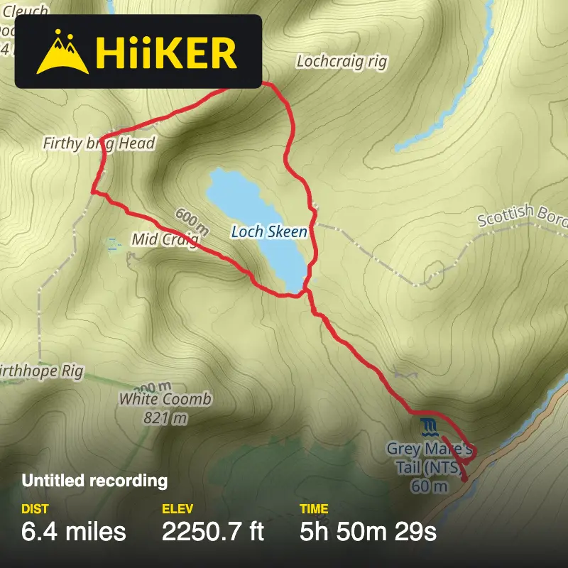 A map preview of the recording Grey mare trail.