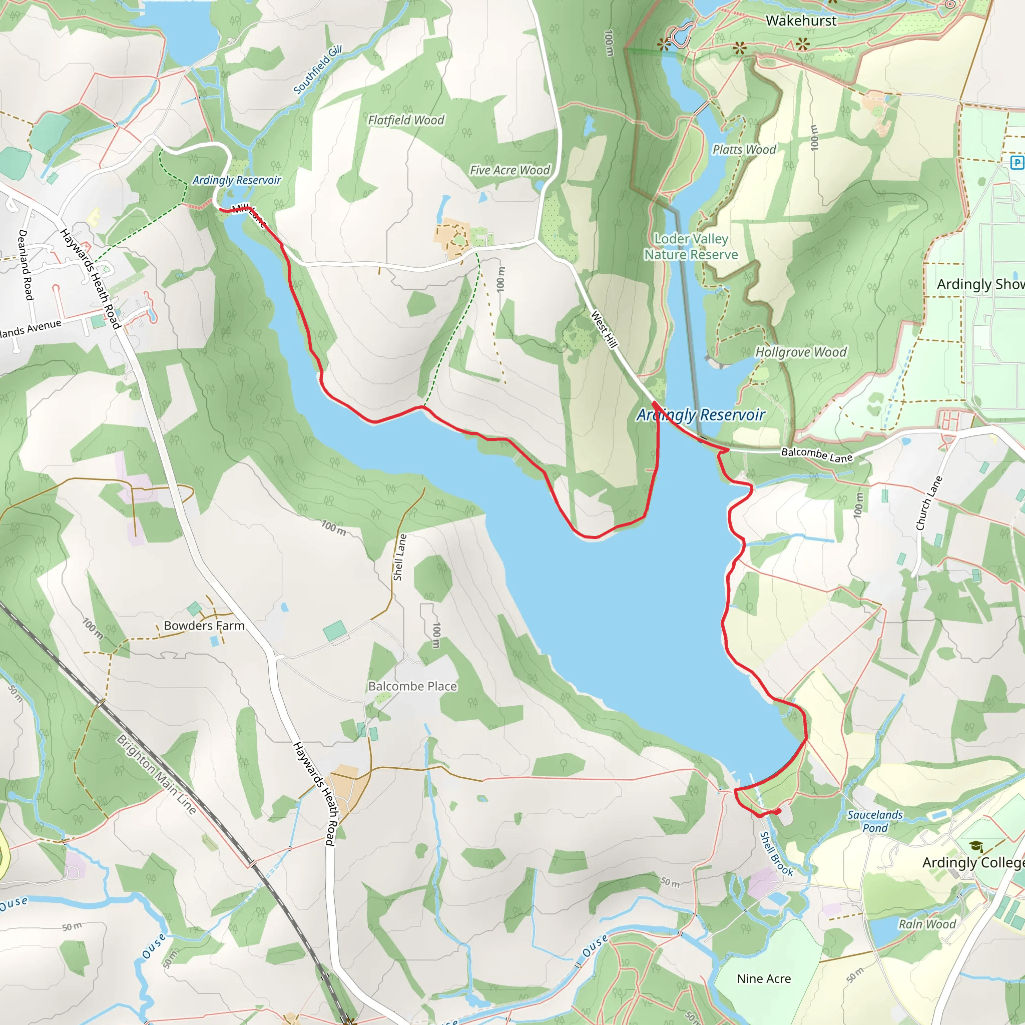 Ardingly Reservoir Walk mobile static map