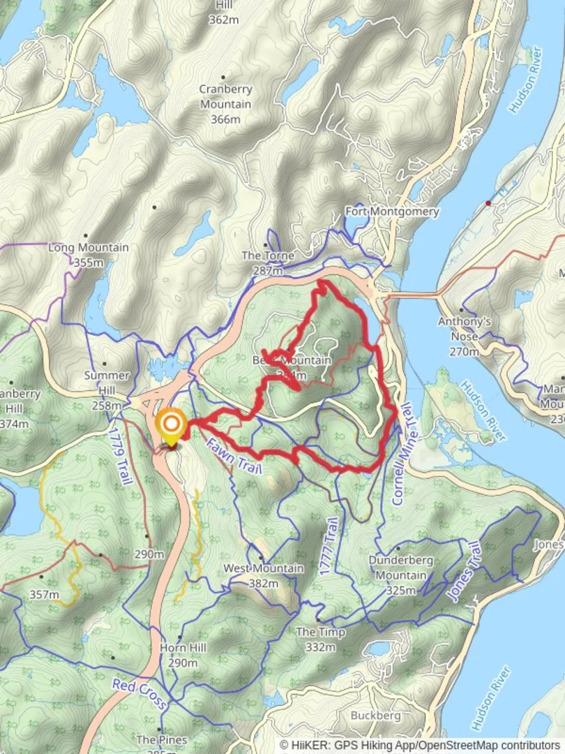 An image depicting the trail The 1777 East Trail and Bear Mountain Loop via Fawn Trail and its surrounding area.