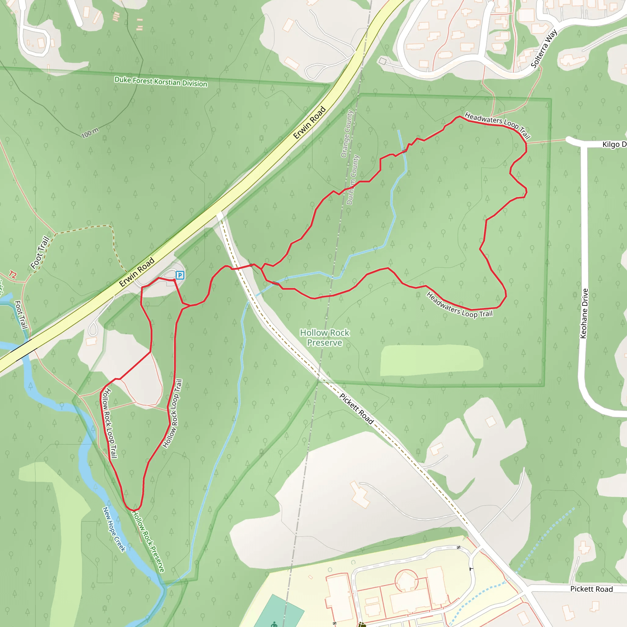 Headwaters and Hollow Rock Loop Trail mobile static map