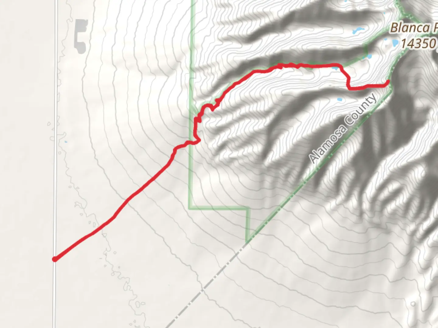 An image depicting the trail Little Bear Peak via Mount Blanca Road and its surrounding area.