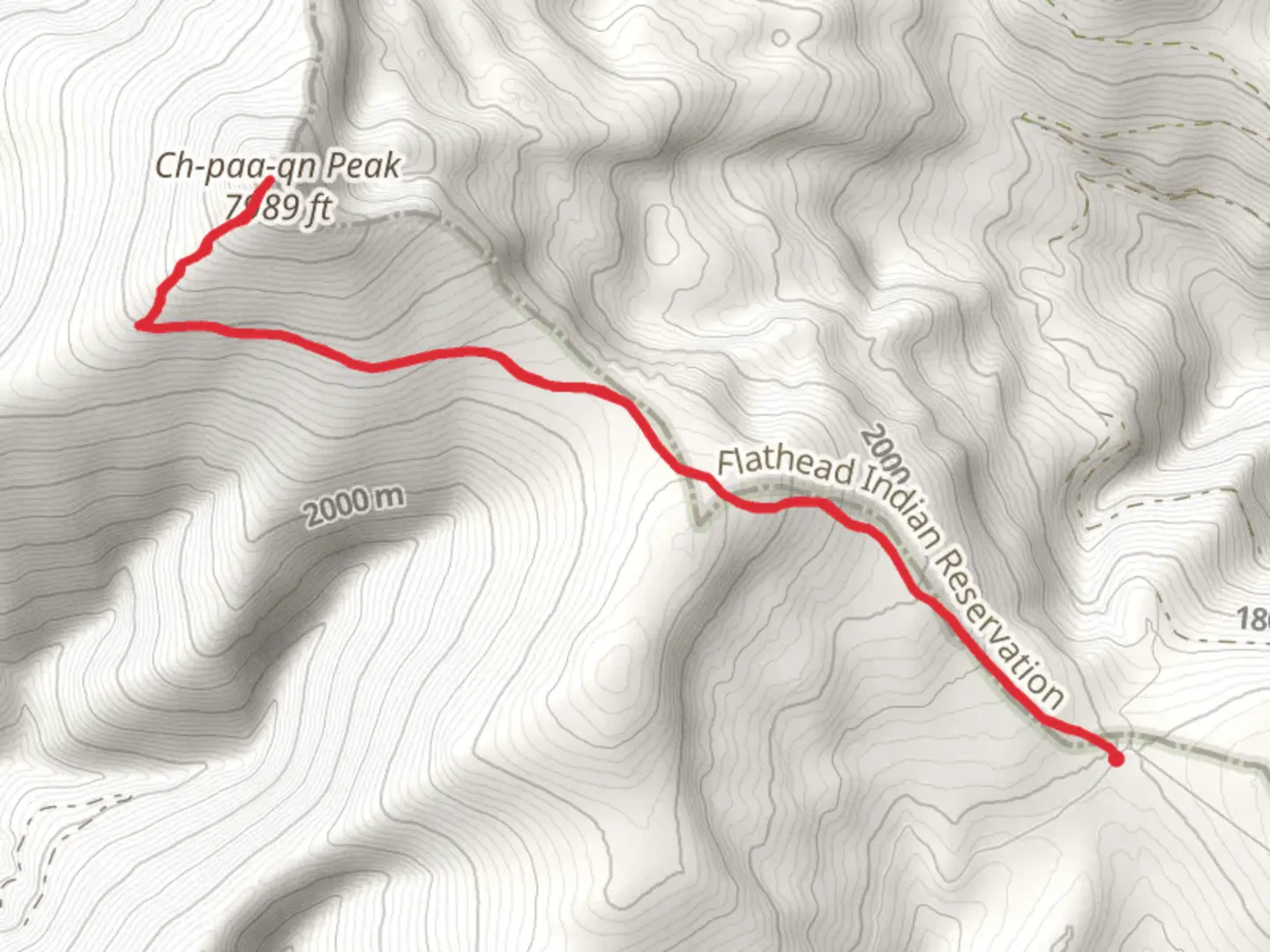 An image depicting the trail Ch-paa-qn Peak via Edith Peak Road and its surrounding area.