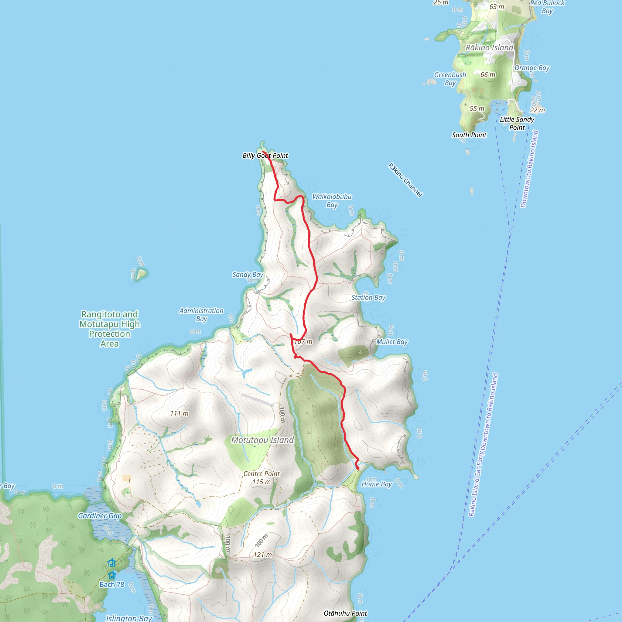 Home Bay to Billy Goat Point mobile static map