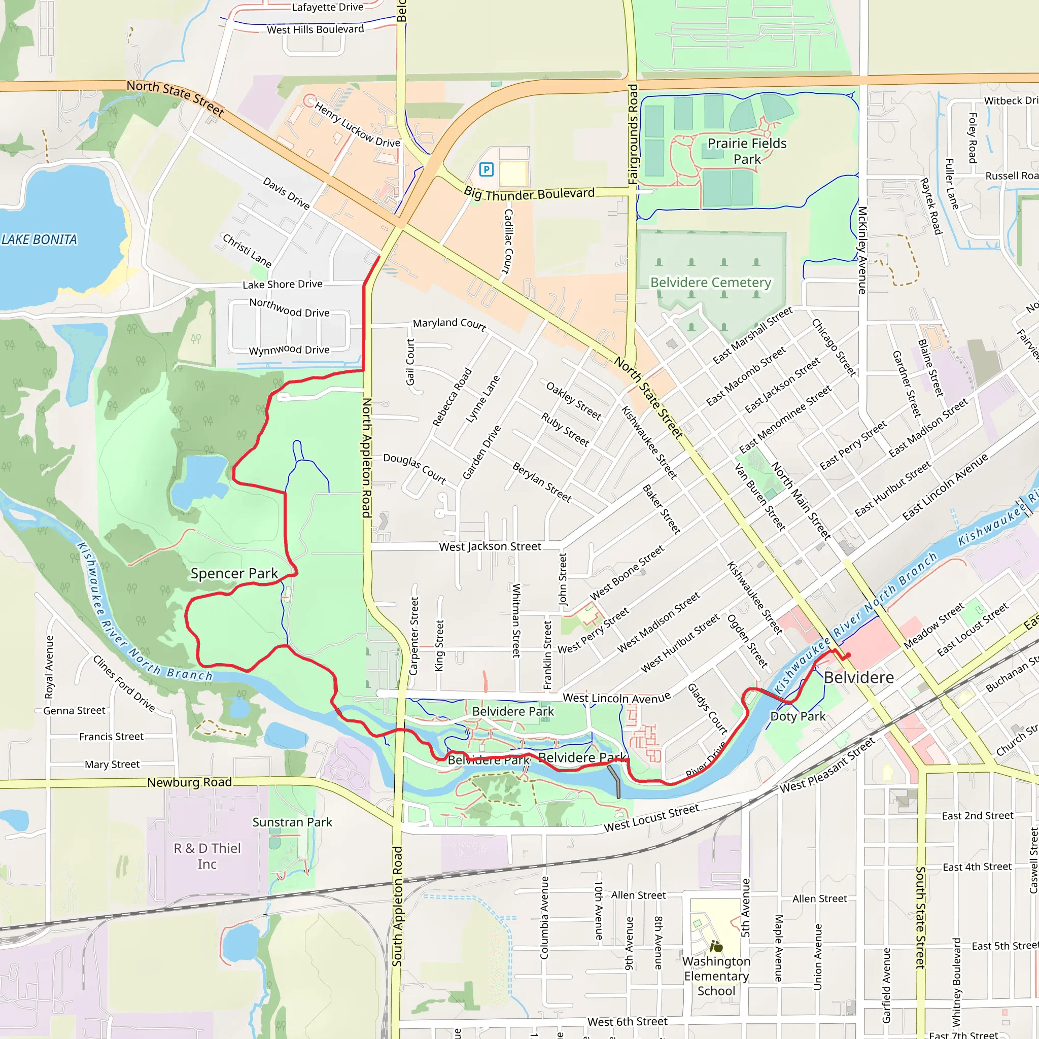 Kishwaukee Riverfront Path mobile static map