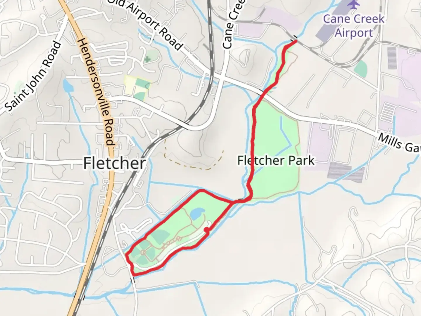 An image depicting the trail Cane Creek Loop - Fletcher Park and its surrounding area.