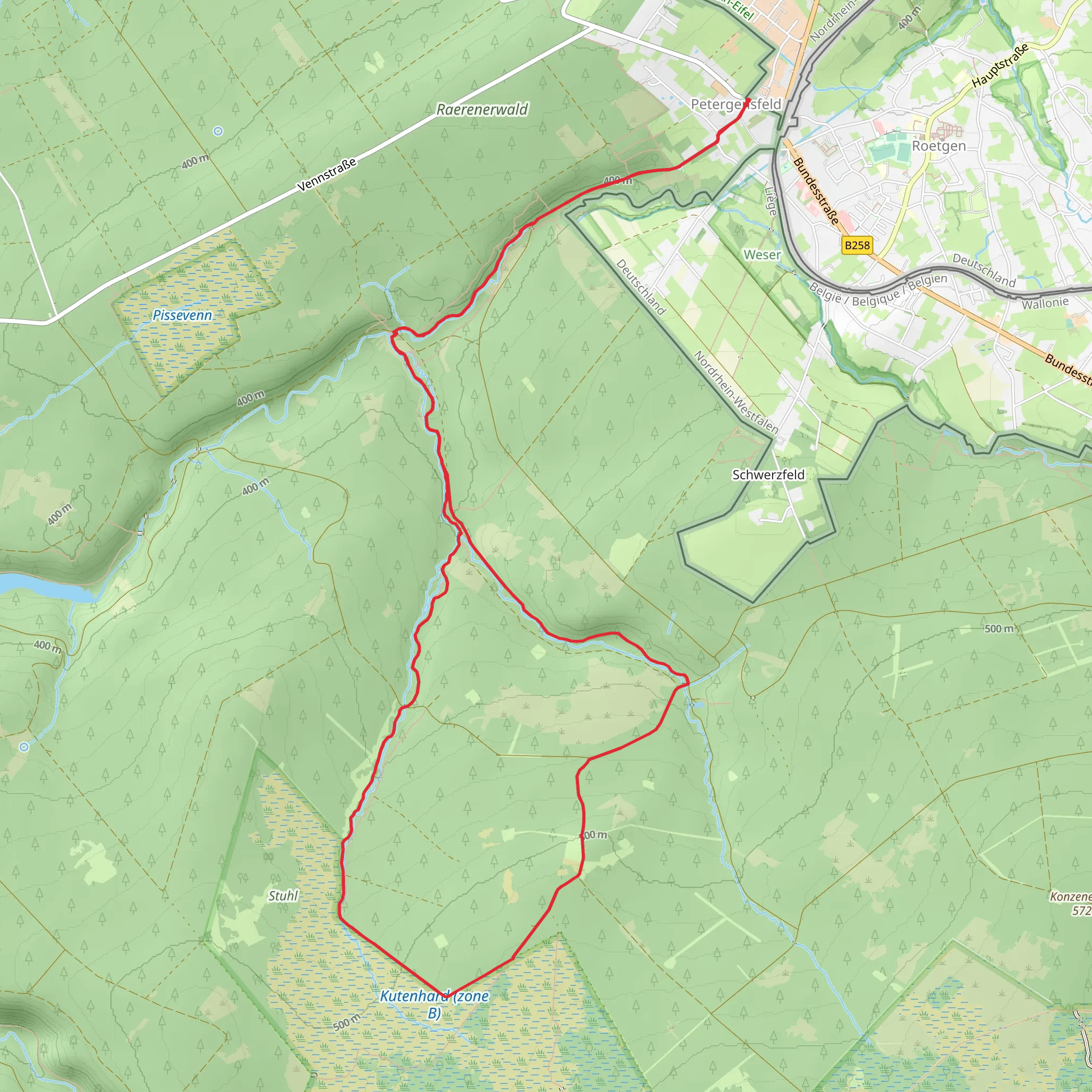 Osthertogenwald Loop - Petergensfeld mobile static map