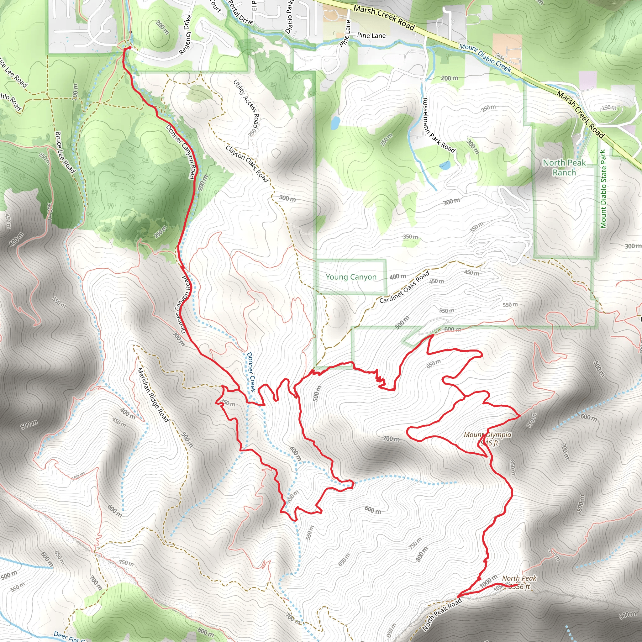 Mount Olympia and North Peak Loop via Falls Trail mobile static map