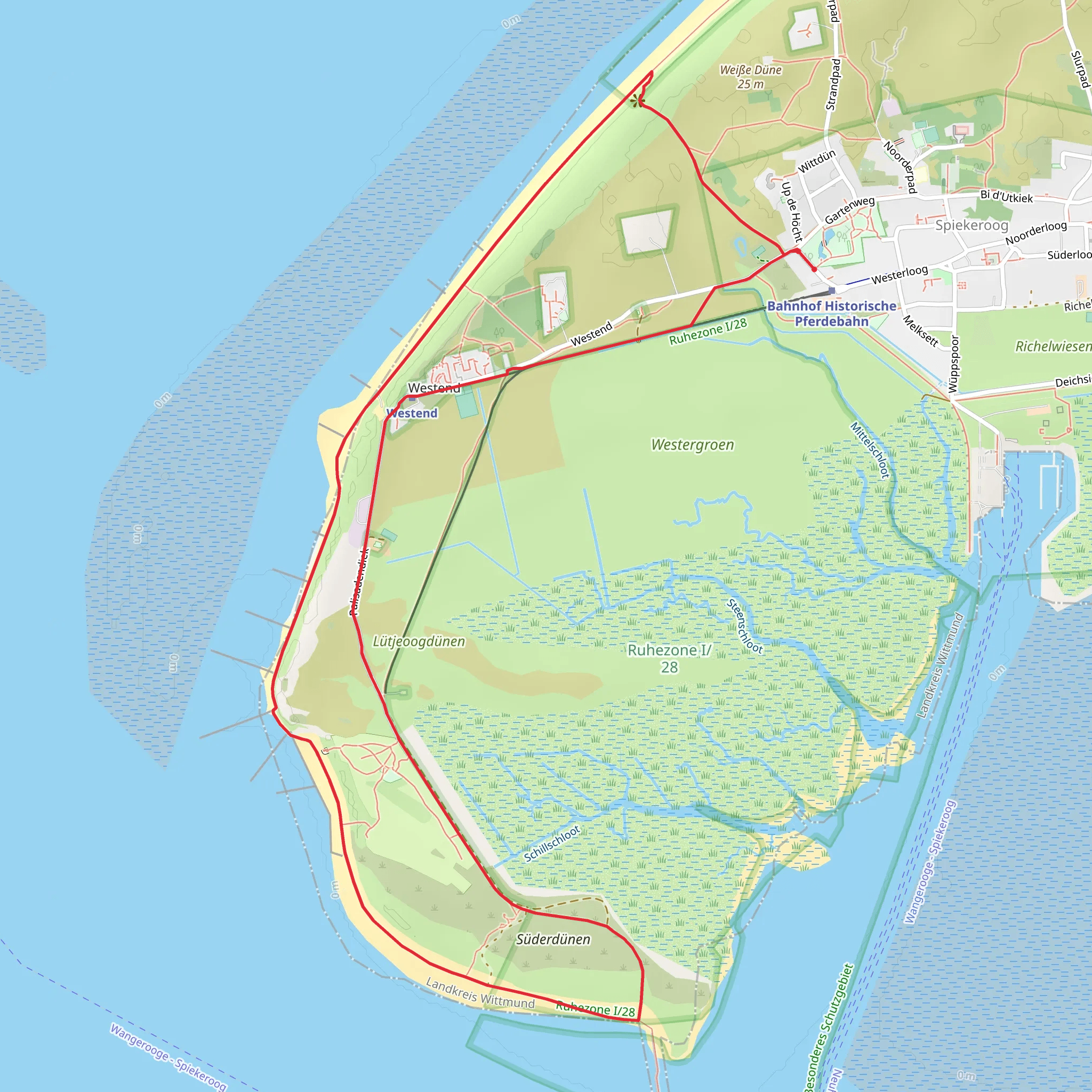 Luteoogdunen and Suderdunen Loop via Bahnhof Historische Pferdebahn mobile static map