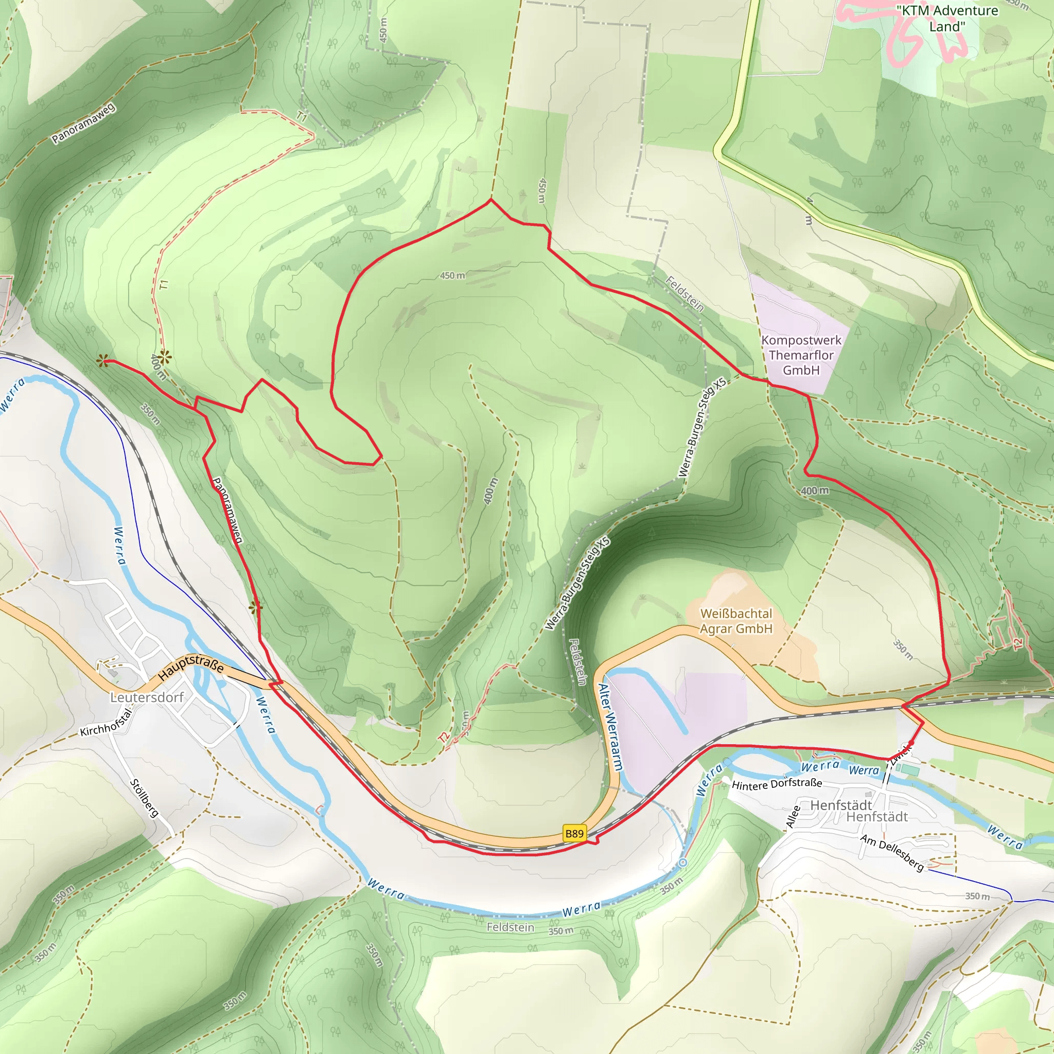 Gartleser Hohe, Anstein and Henfstadt Loop mobile static map