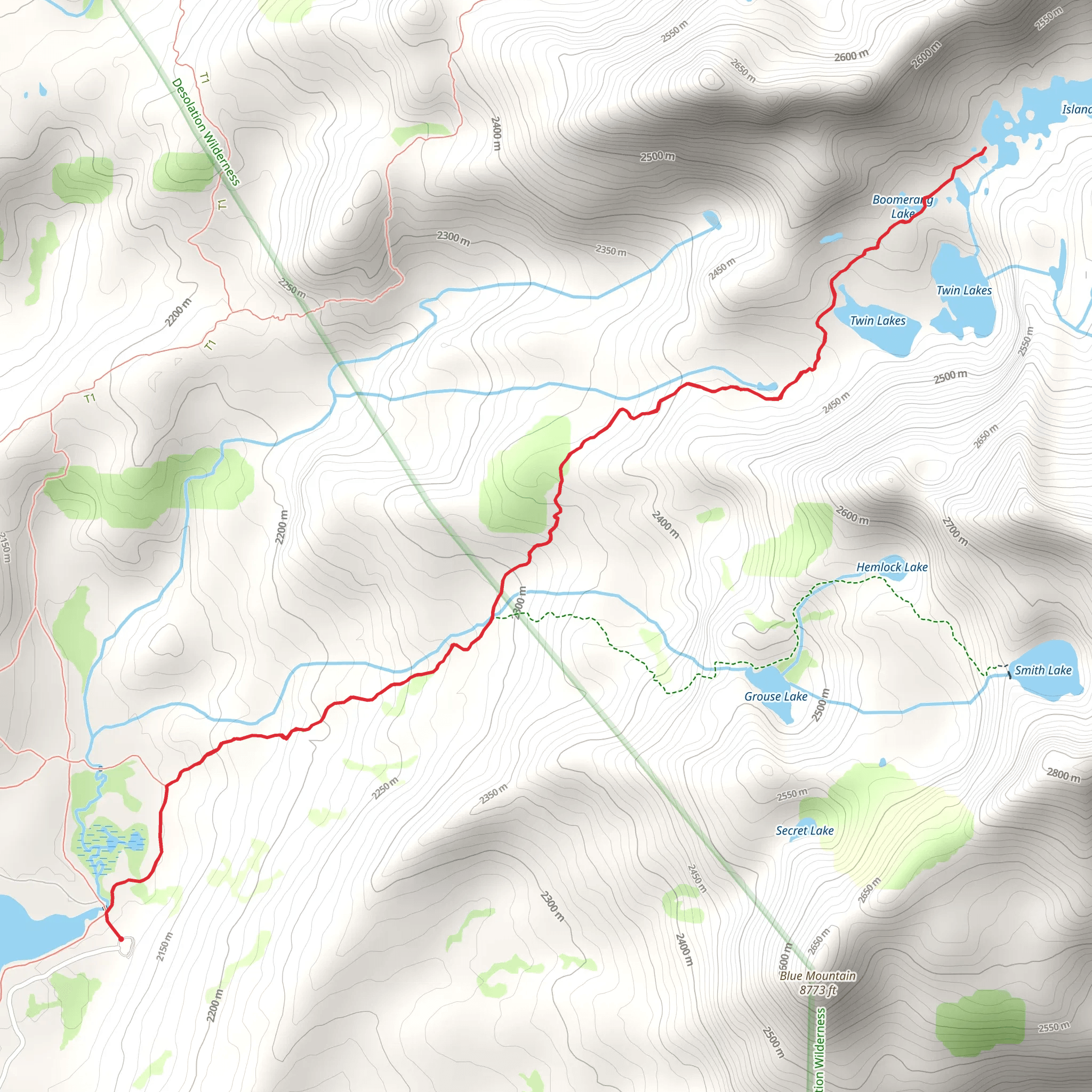 Twin Lakes Trail - Wrights Lake mobile static map