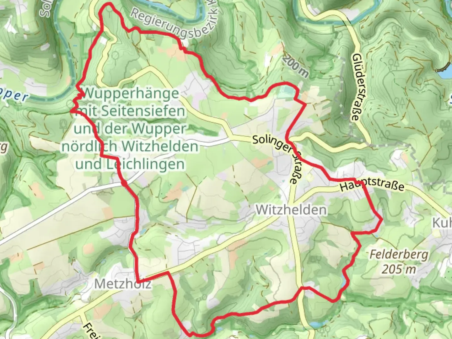 An image depicting the trail Witzhelden and Naturfreundeweg Leichlingen Loop and its surrounding area.