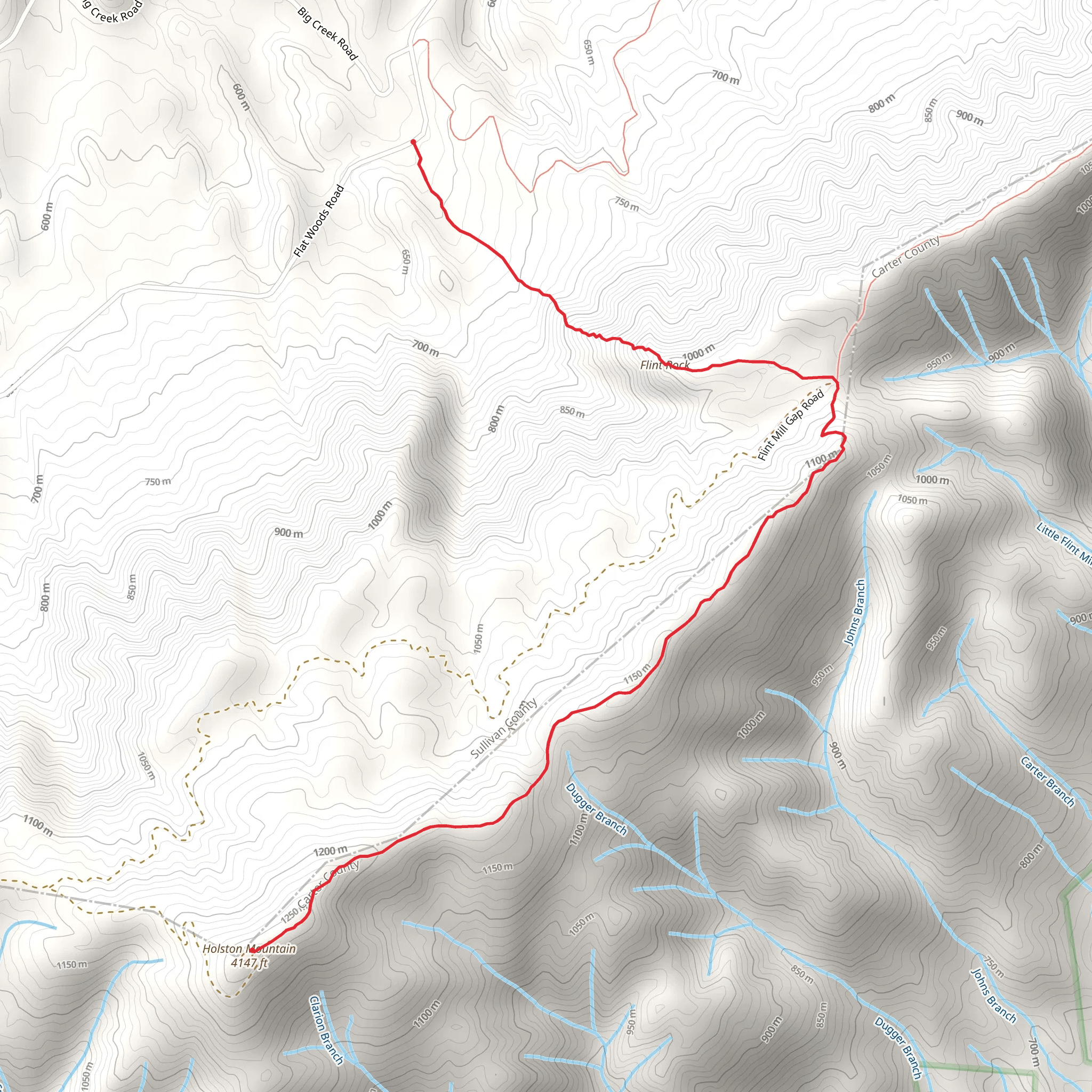 Holston High Knob via Flint Mill Trail mobile static map