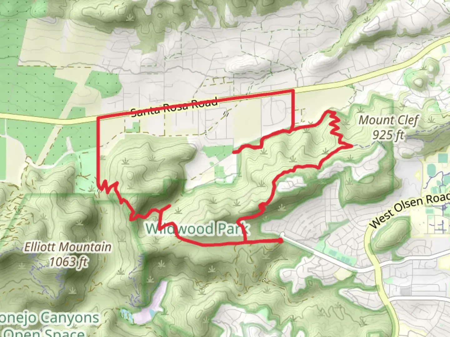 An image depicting the trail Mesa, Santa Rosa and Lower Santa Rosa Loop Trail and its surrounding area.