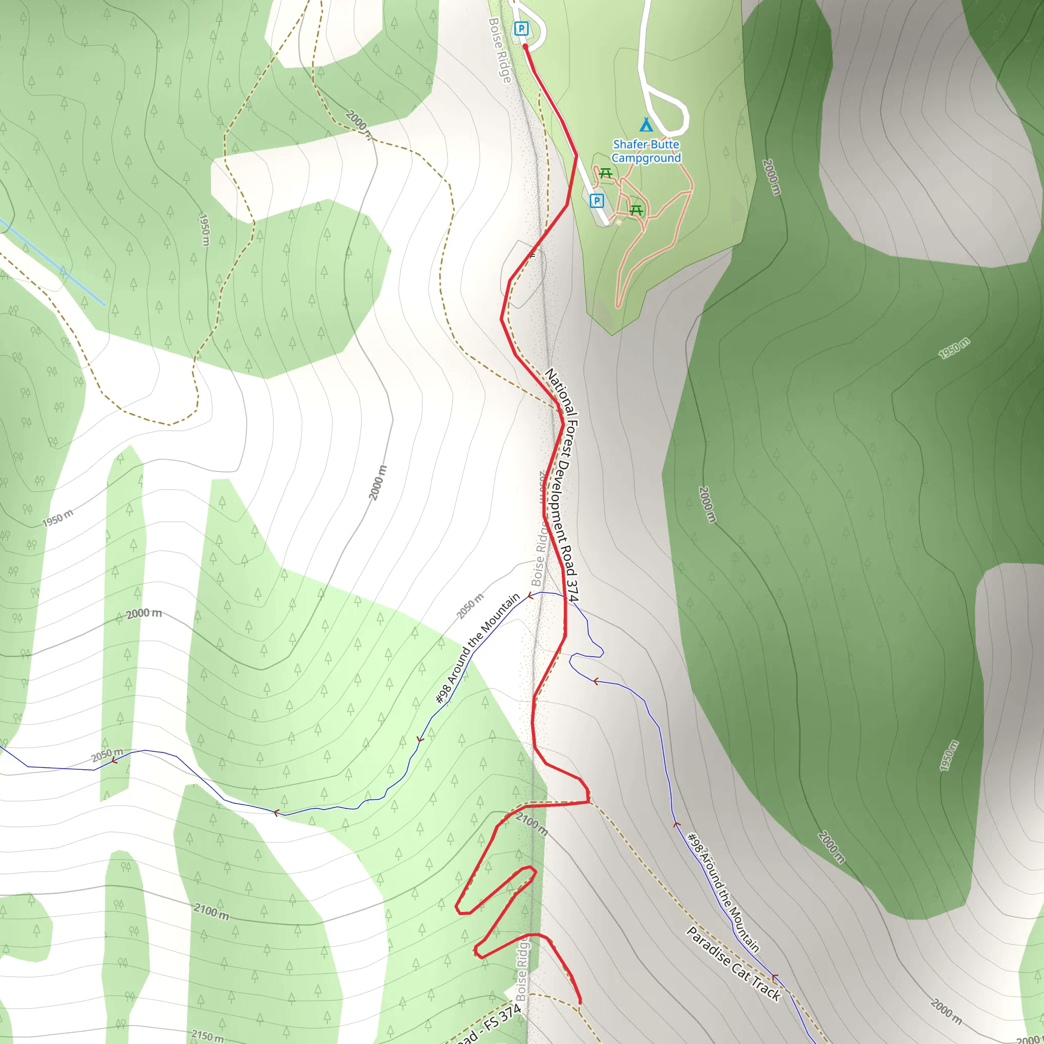Shafer Butte Campground Road Walk mobile static map