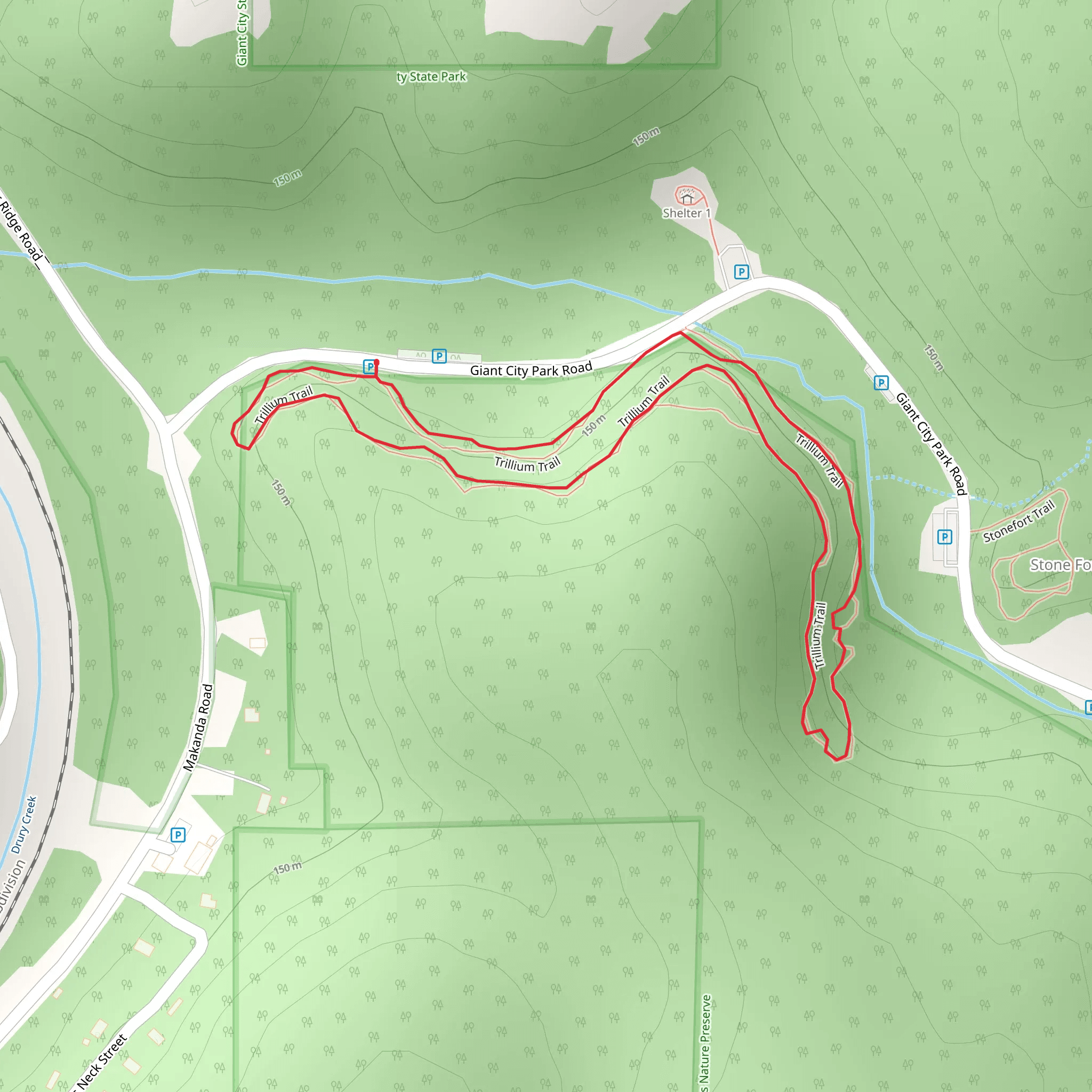 Trillium Trail from Giant City Park Road mobile static map