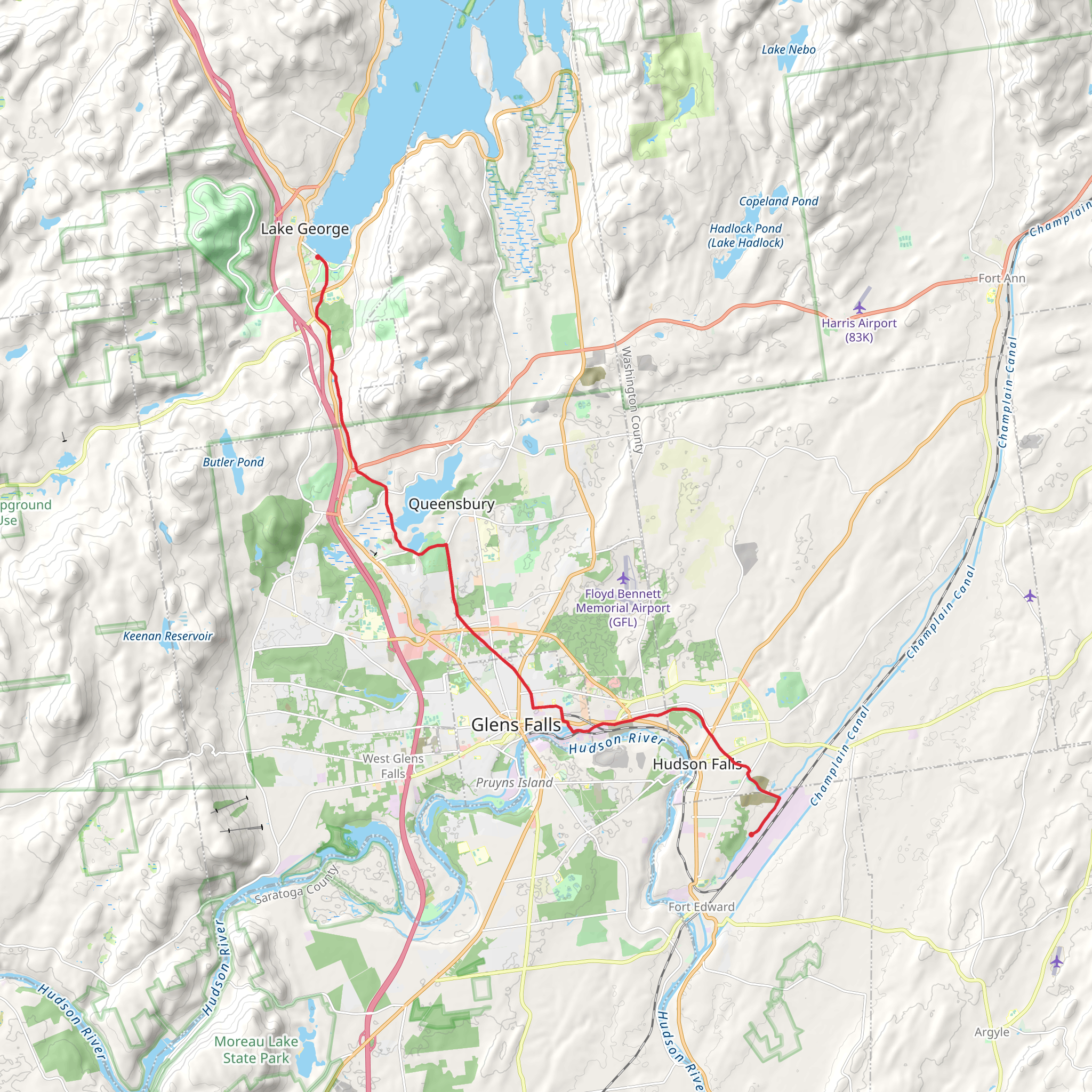 Lake George via Feeder Canal Heritage Trail mobile static map