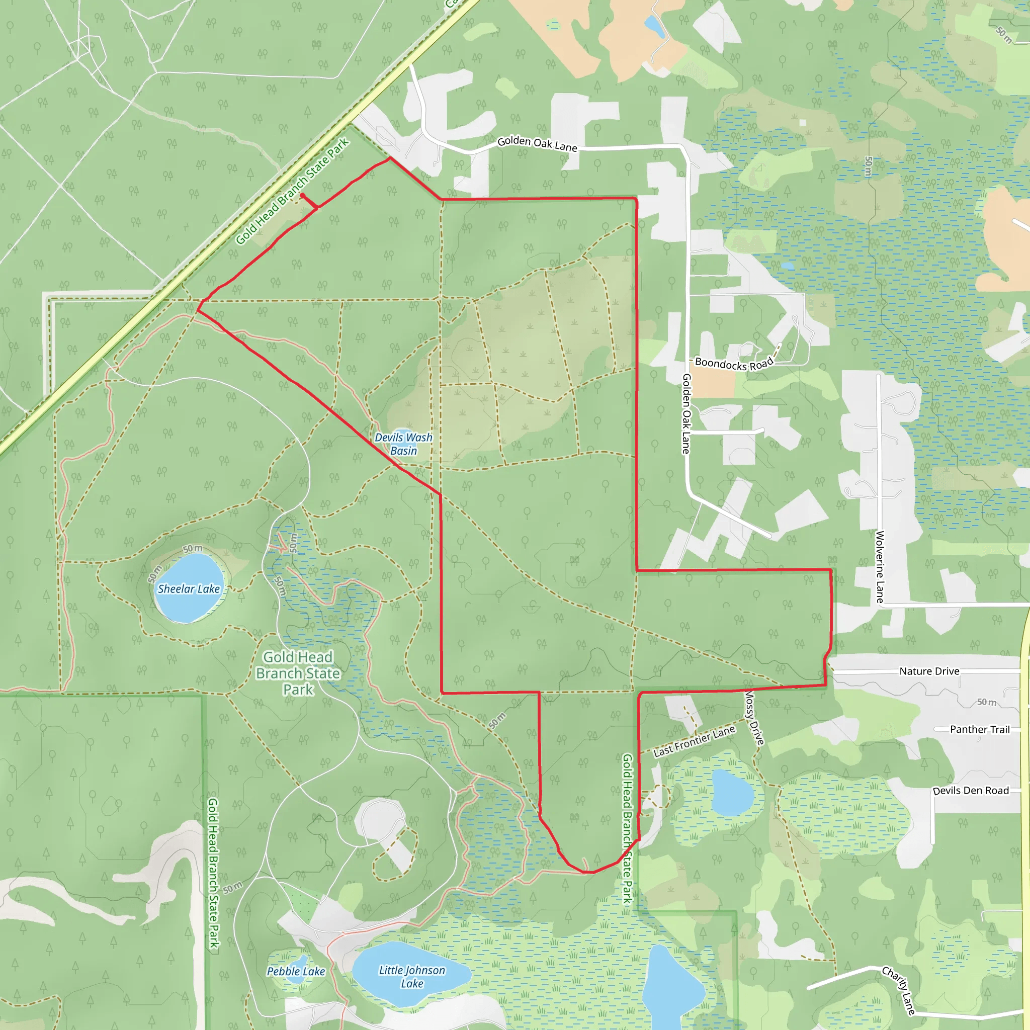 Mike Roess Gold Head Branch State Park Loop mobile static map