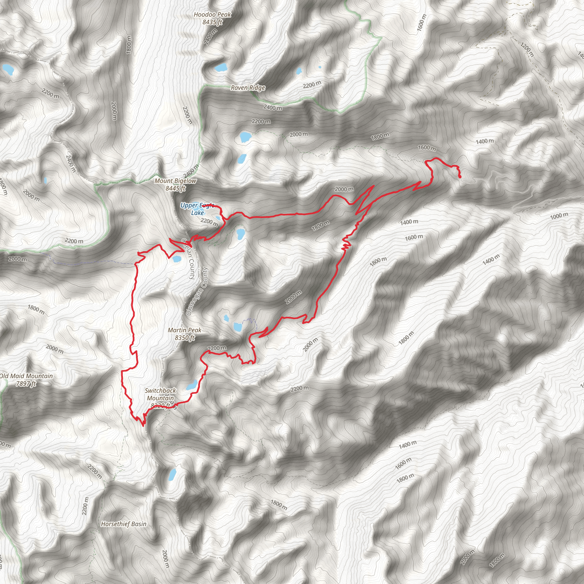 Upper Eagle Lake, Boiling Lake and Cooney Lake Loop via Eagle Lakes Trail mobile static map