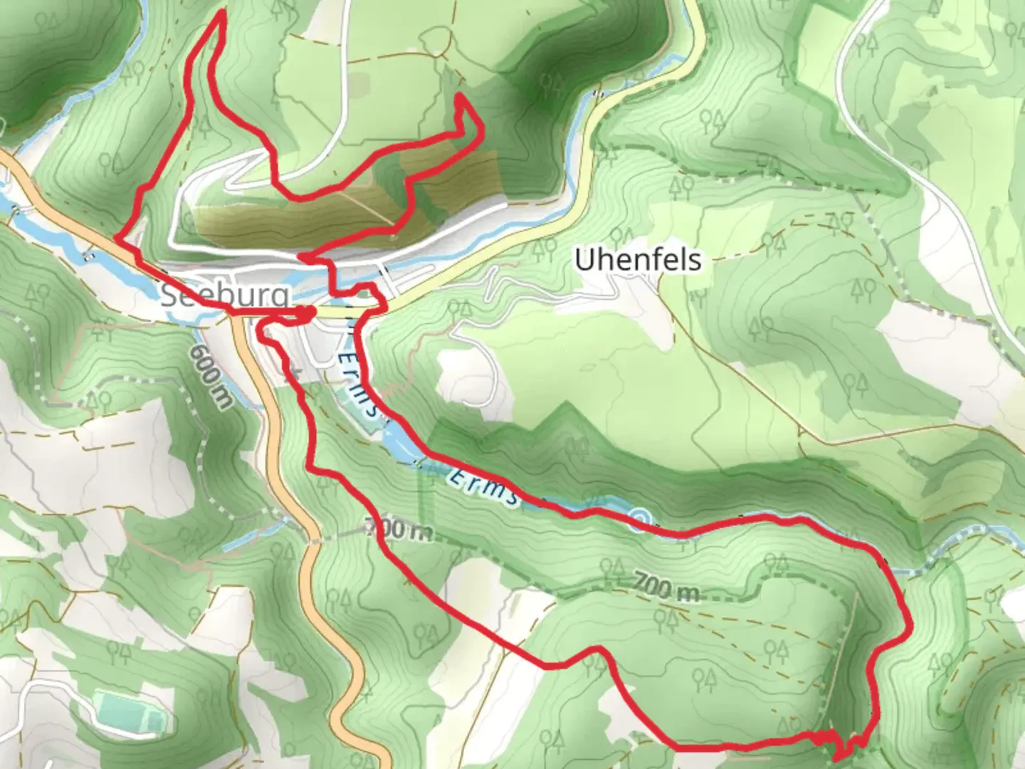 An image depicting the trail Felsformation and Litstein via Seeburgsteig and its surrounding area.