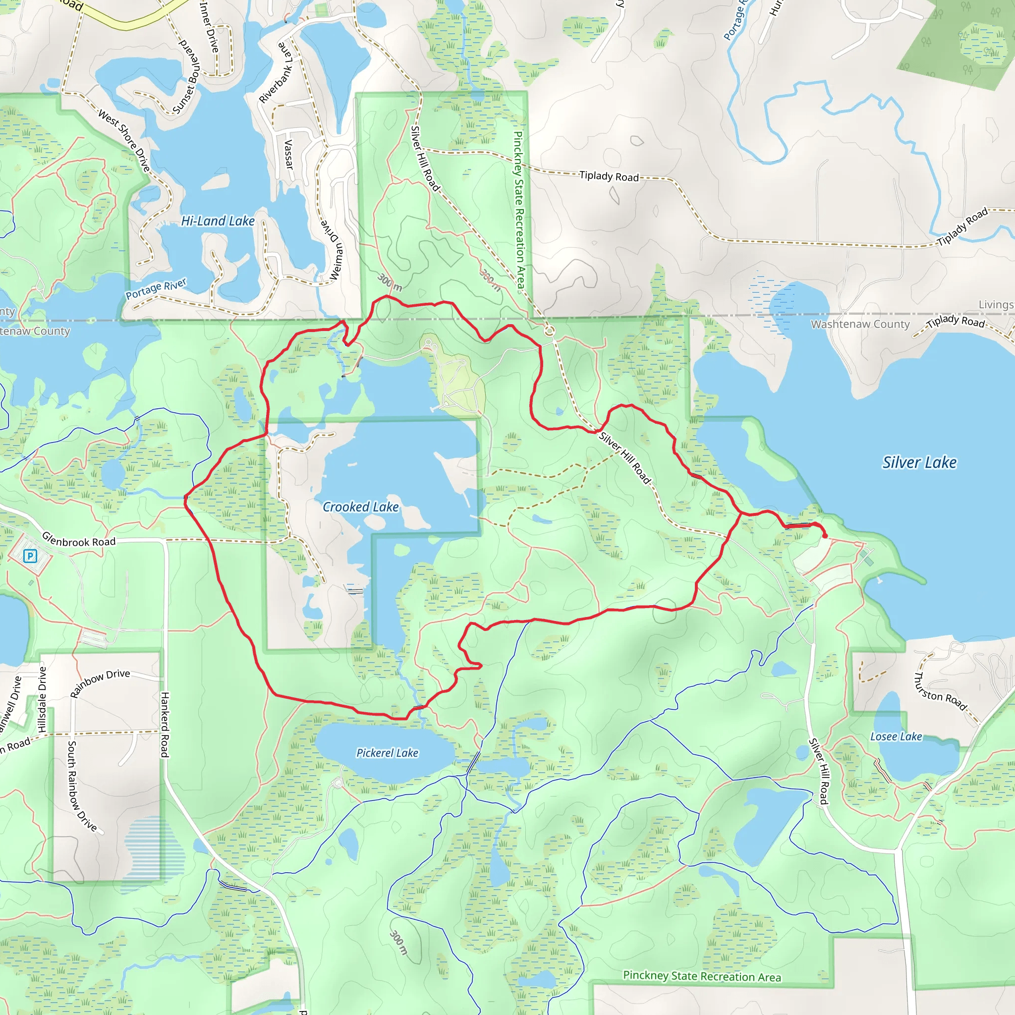 Potawatomi and Crooked Lake Loop Trail mobile static map