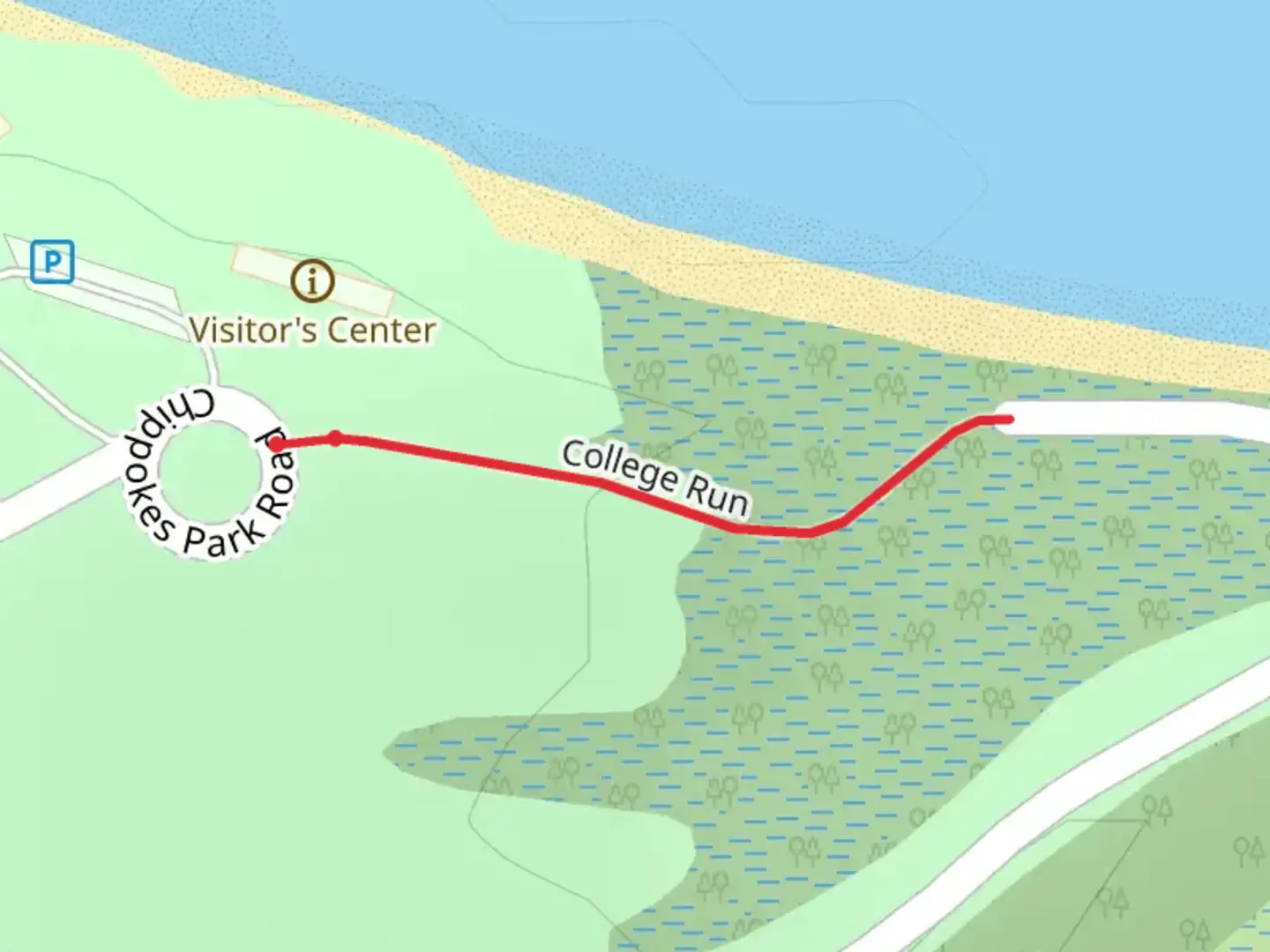 An image depicting the trail College Run Trail and its surrounding area.